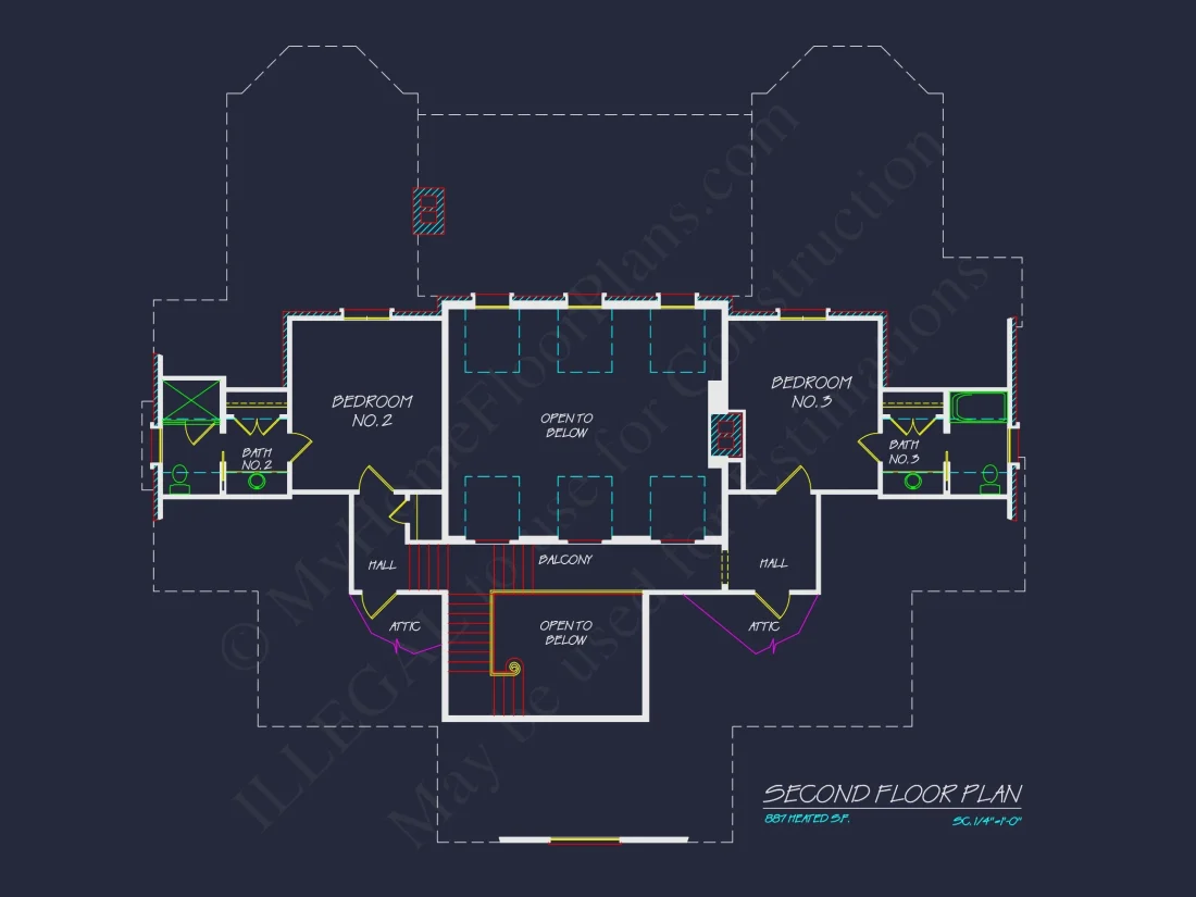 Classical house Floor Plan: 2-Story Design with CAD Blueprints