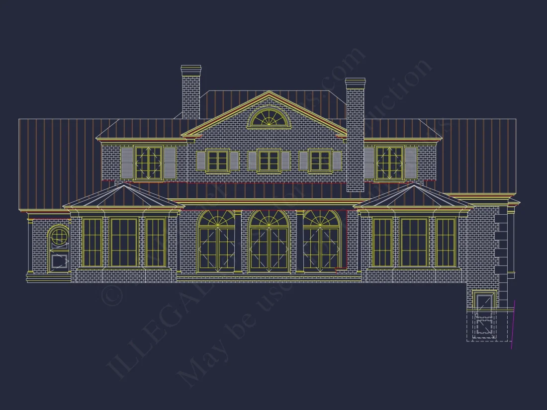 Classical house Floor Plan: 2-Story Design with CAD Blueprints