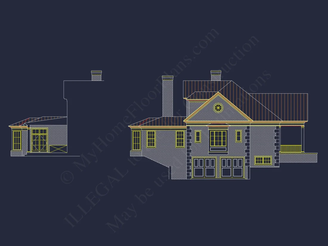 Classical house Floor Plan: 2-Story Design with CAD Blueprints