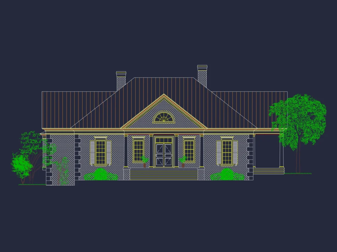 Classical house Floor Plan: 2-Story Design with CAD Blueprints