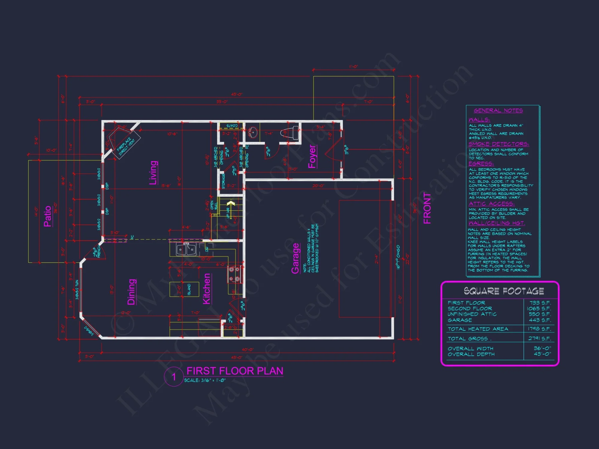 house Floor Plan Designs: Blueprint for 1798 Sq. Ft. 3-Bed house