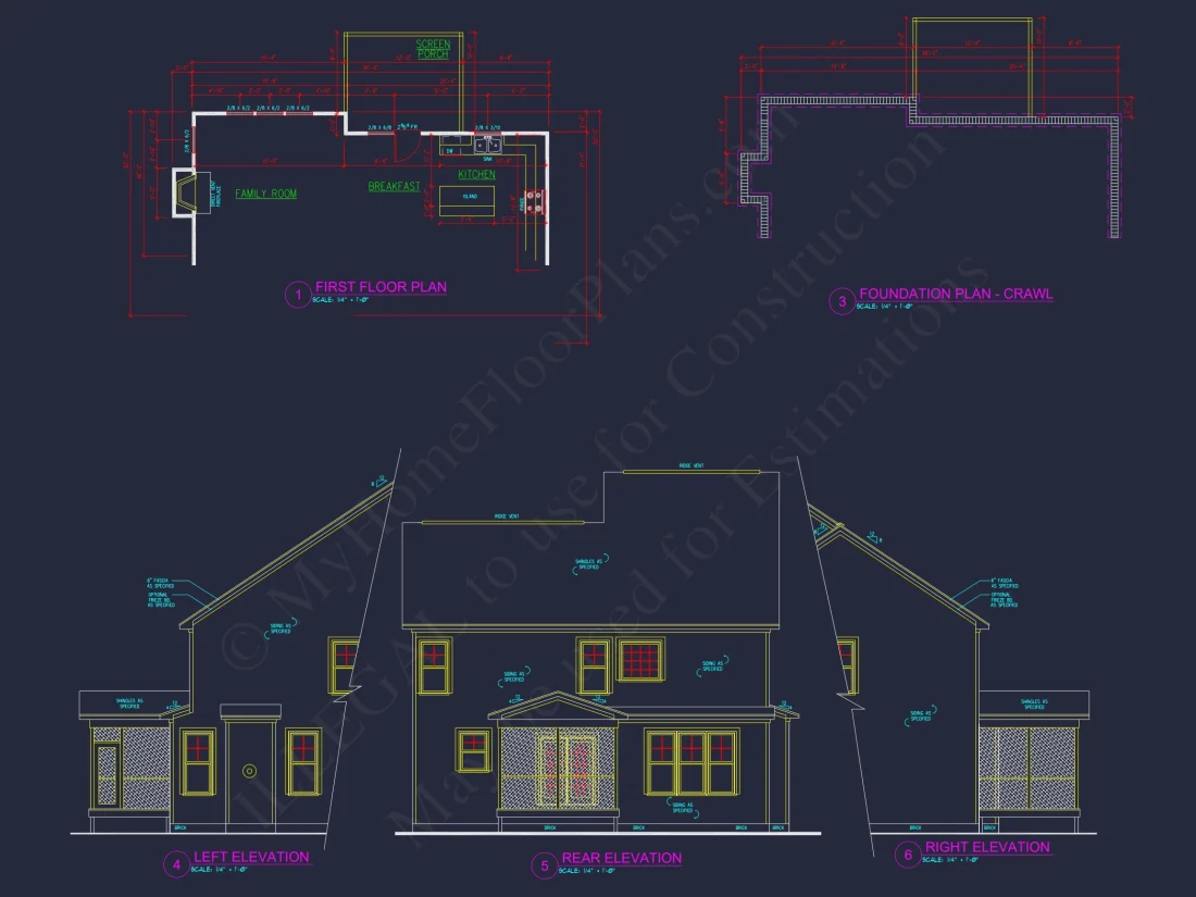Craftsman house Plan with CAD Blueprint and Open Floor Plan