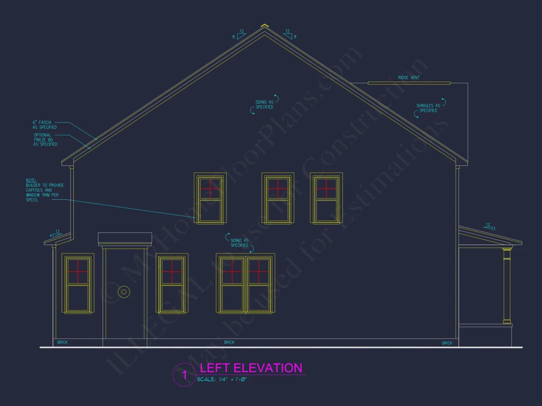 Craftsman house Plan with CAD Blueprint and Open Floor Plan