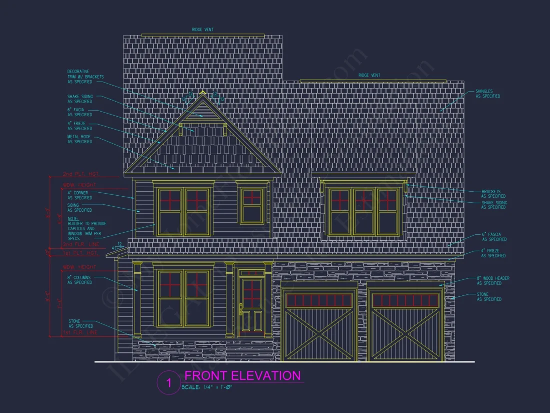 Craftsman house Plan with CAD Blueprint and Open Floor Plan