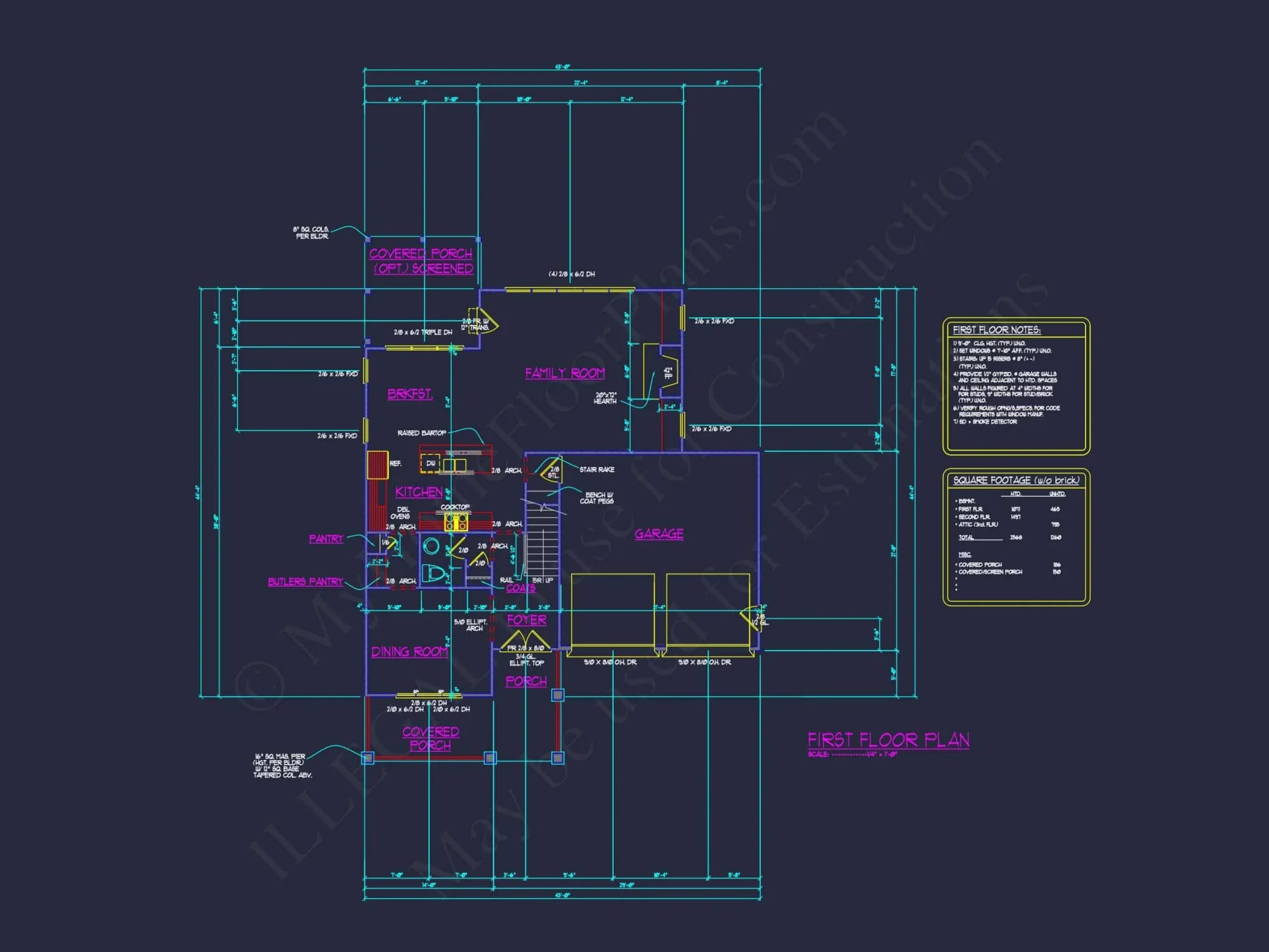 Traditional Craftsman house Plan with CAD Blueprint Designs