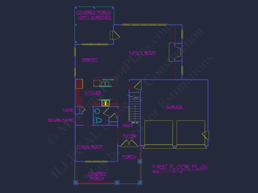 Traditional Craftsman house Plan with CAD Blueprint Designs