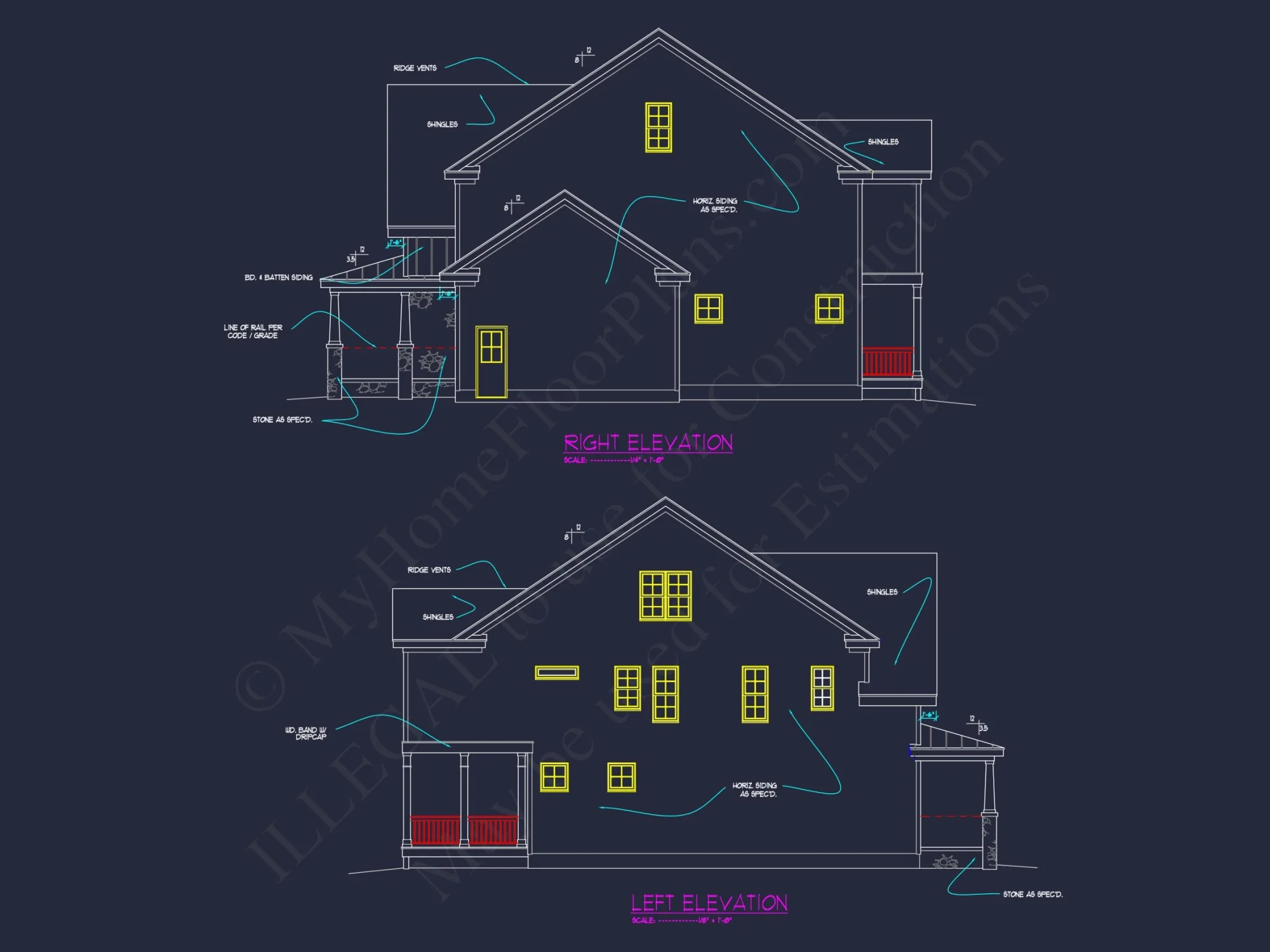 Traditional Craftsman house Plan with CAD Blueprint Designs