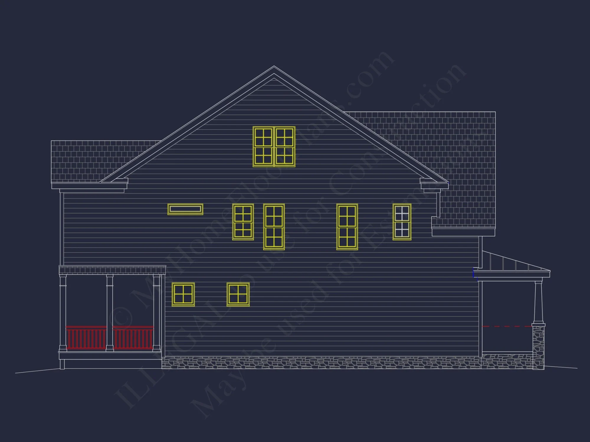 Traditional Craftsman house Plan with CAD Blueprint Designs