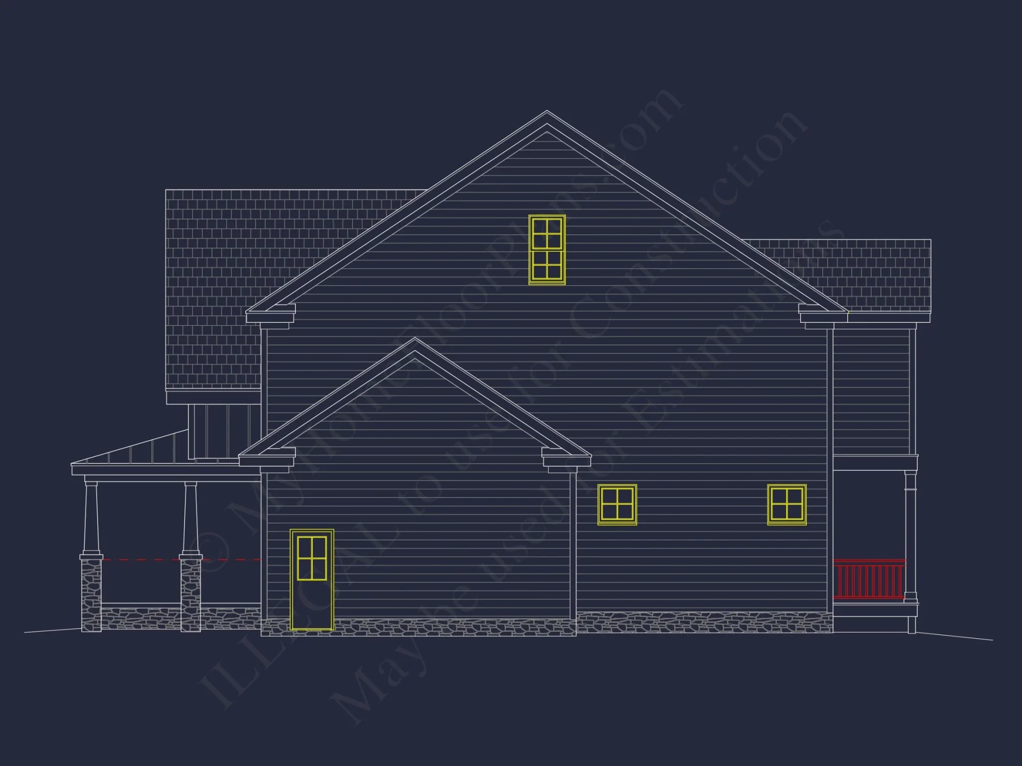 Traditional Craftsman house Plan with CAD Blueprint Designs