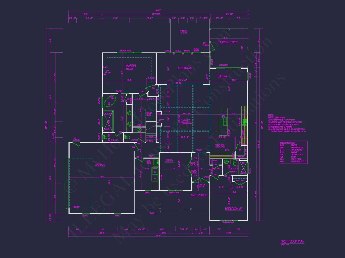 Custom house Plan with 2 Floors, CAD Designs, and Sunroom