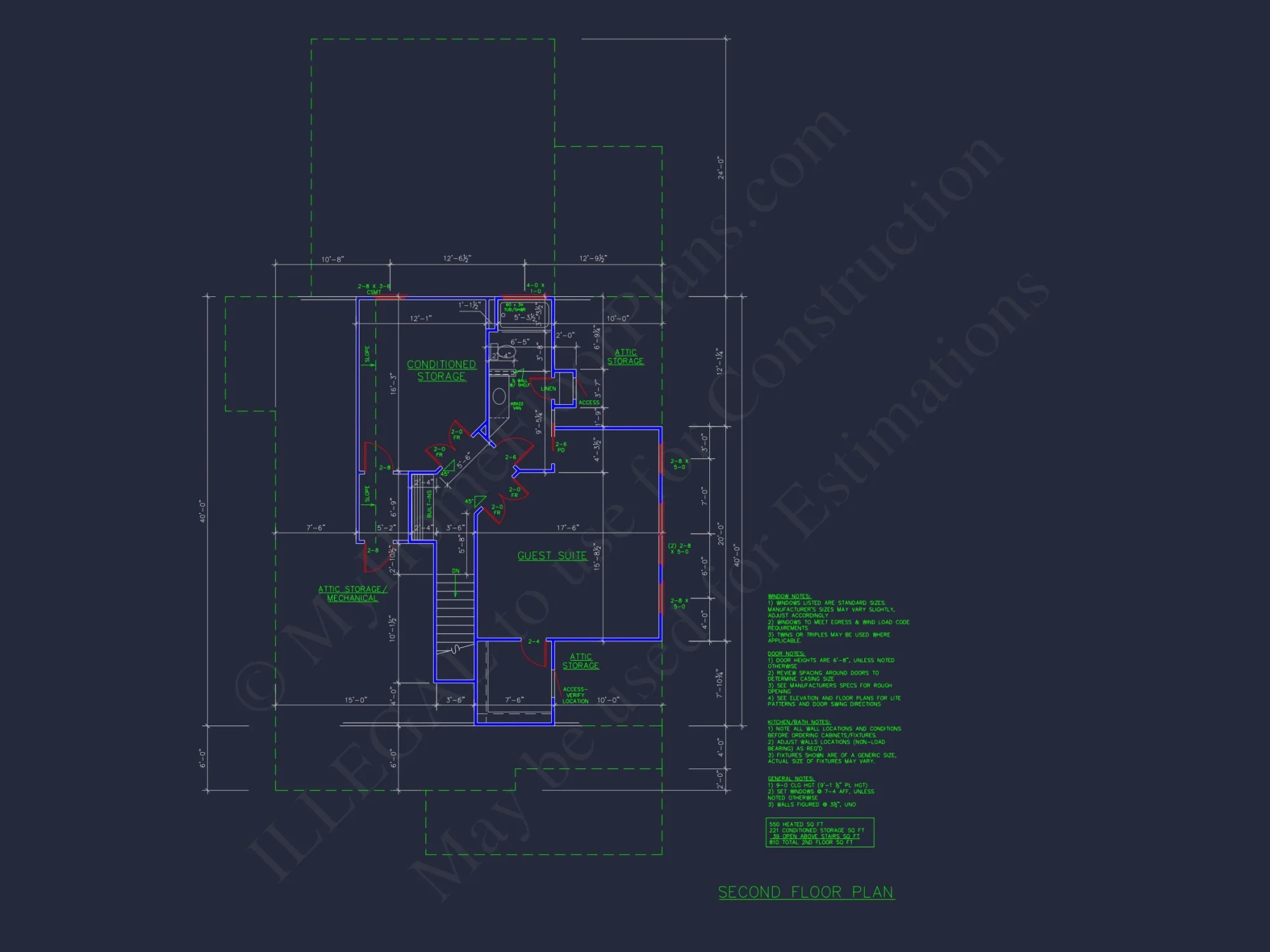 2-Floor Blueprint CAD with 3 Bedrooms