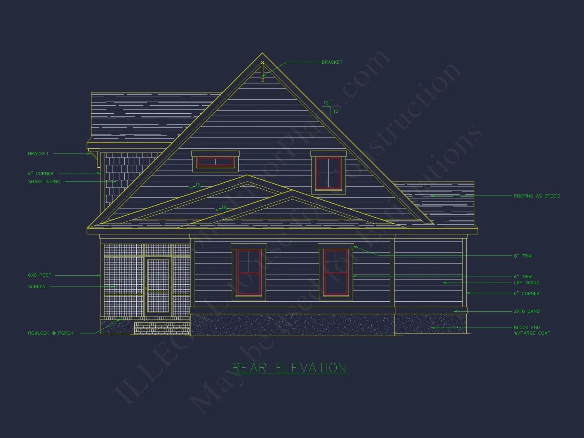 2-Floor Blueprint CAD with 3 Bedrooms