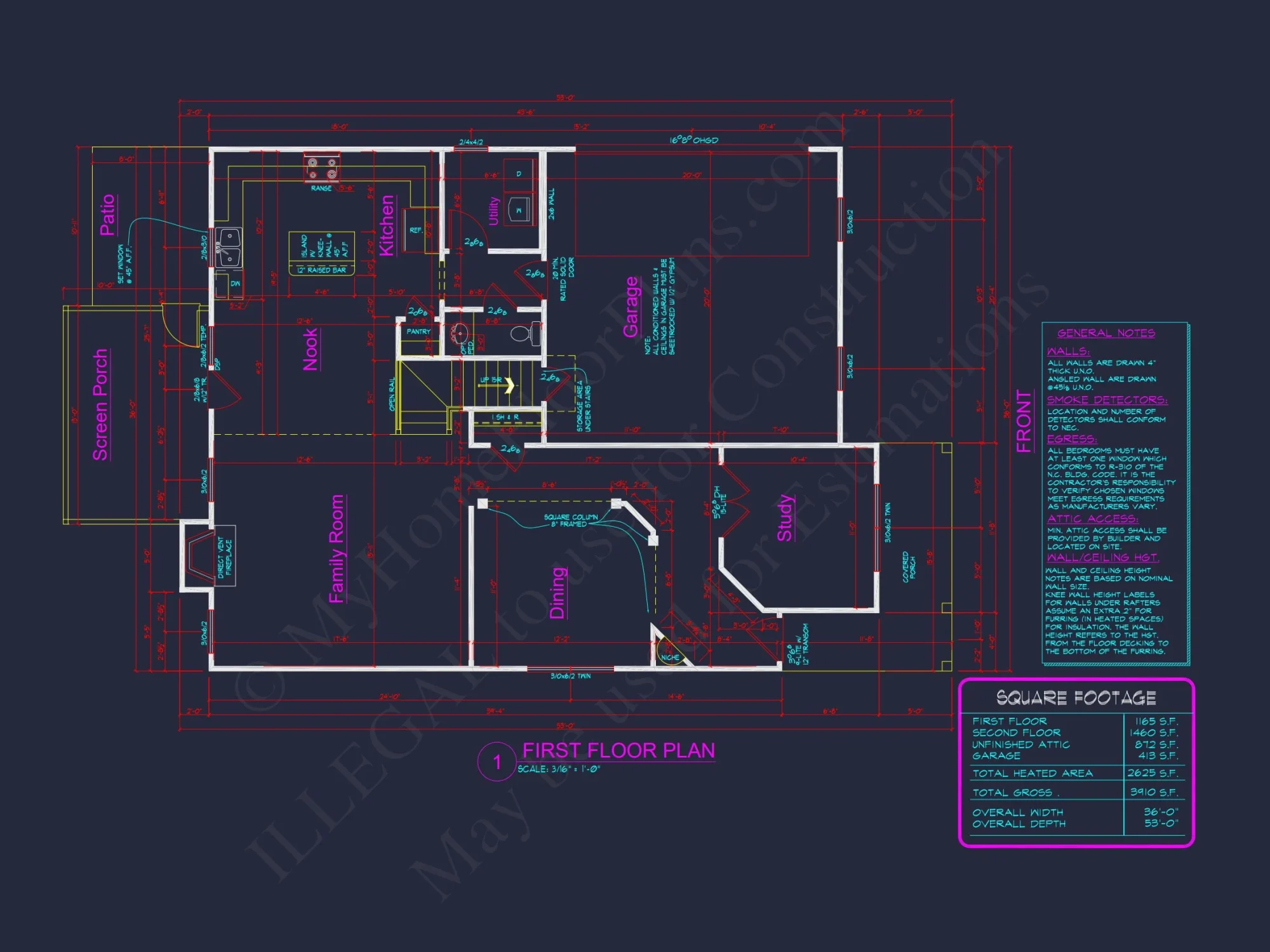 Craftsman house Plan with 4 Bedrooms and Detailed Blueprints