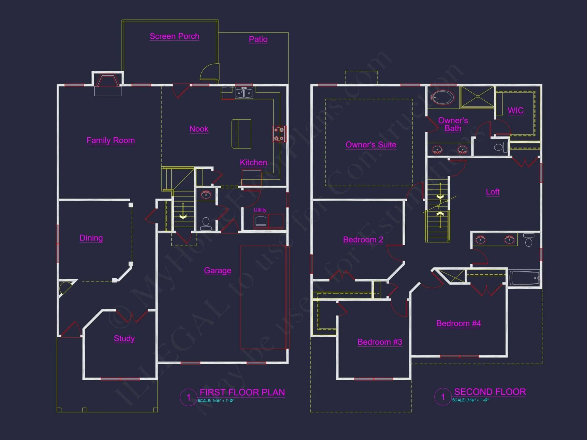 Craftsman house Plan with 4 Bedrooms and Detailed Blueprints