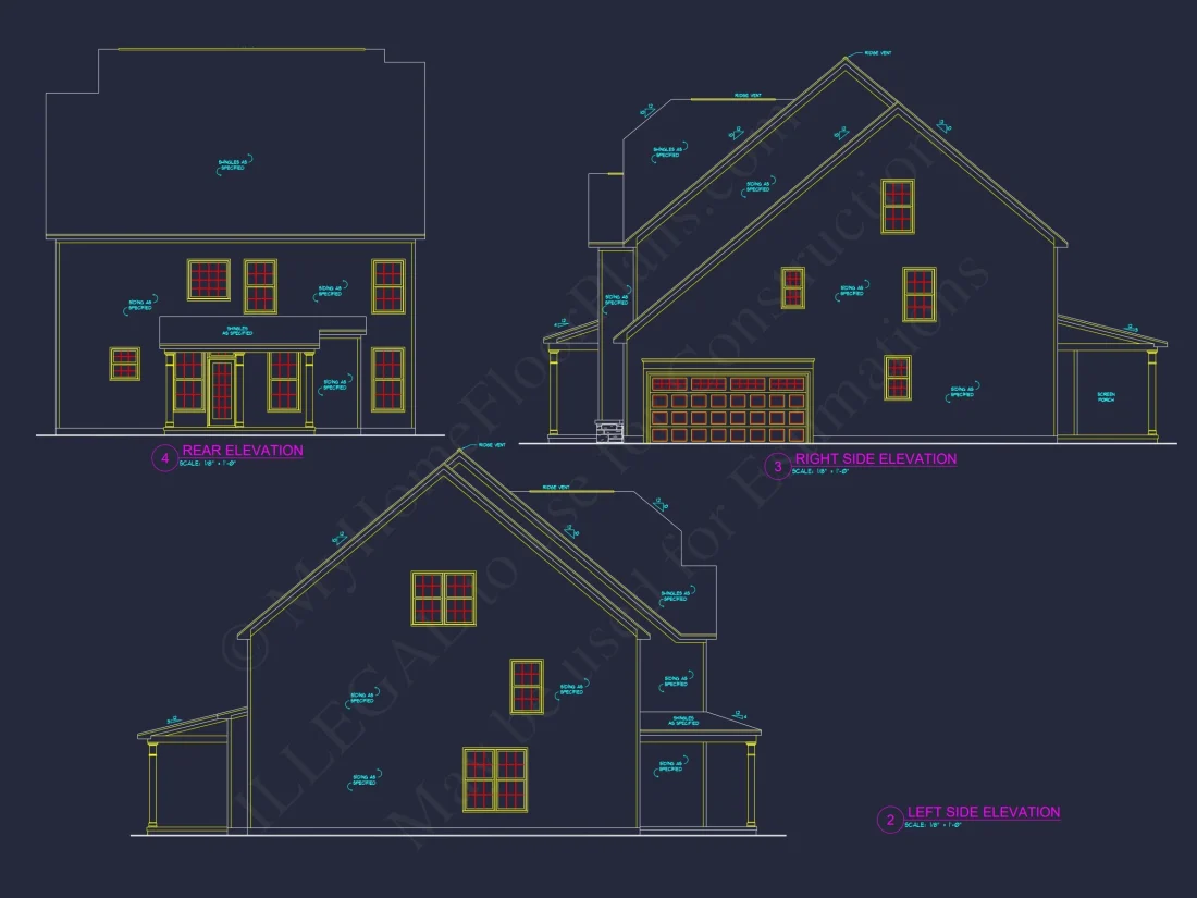 Modern Craftsman house Plan – 2 Story Custom CAD Designs