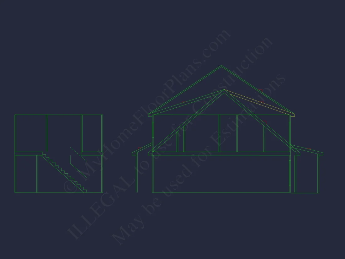 Traditional Craftsman house Floor Plan with Detailed Architecture