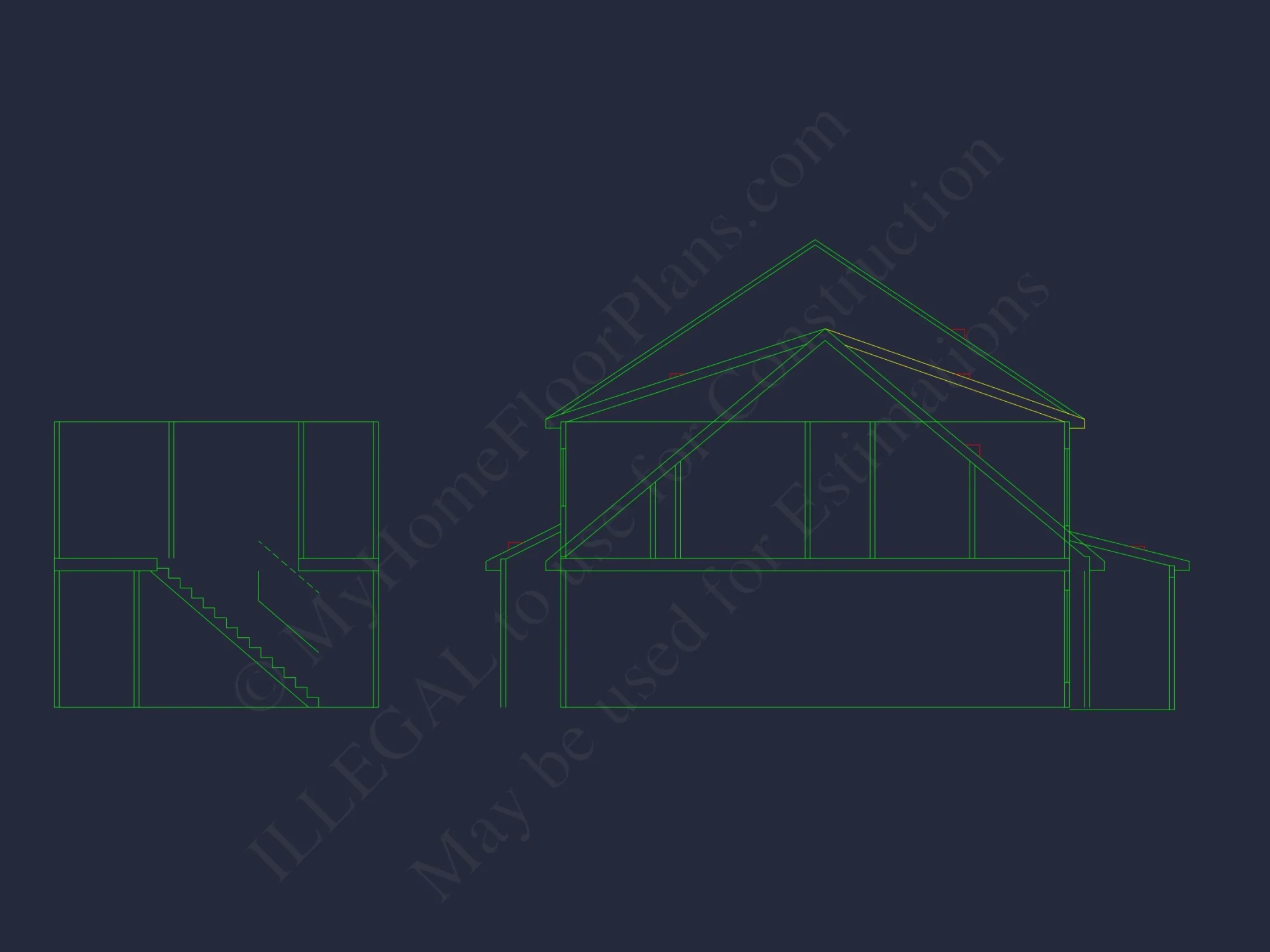 Traditional Craftsman house Floor Plan with Detailed Architecture