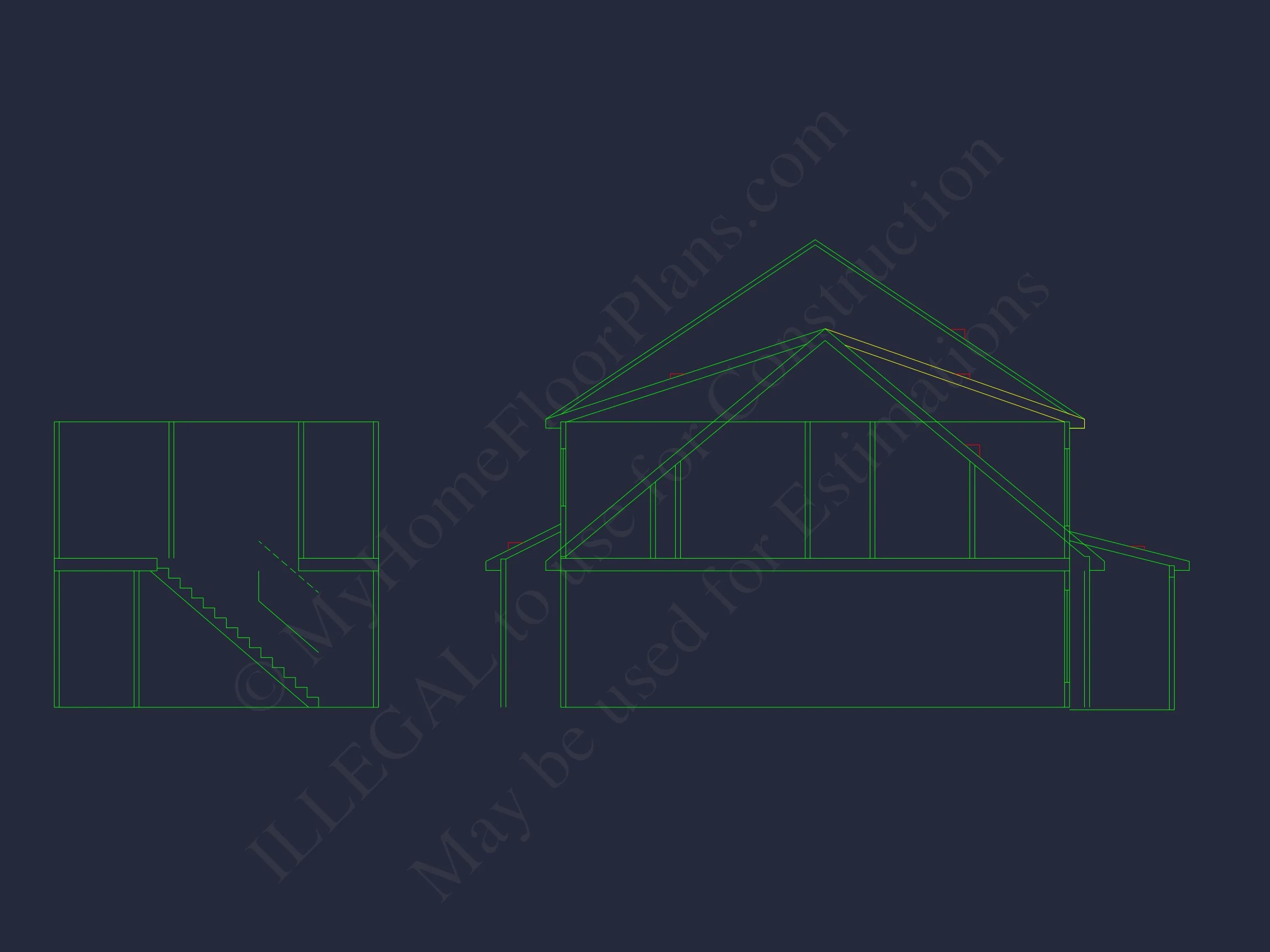 Traditional Craftsman house Floor Plan with Detailed Architecture