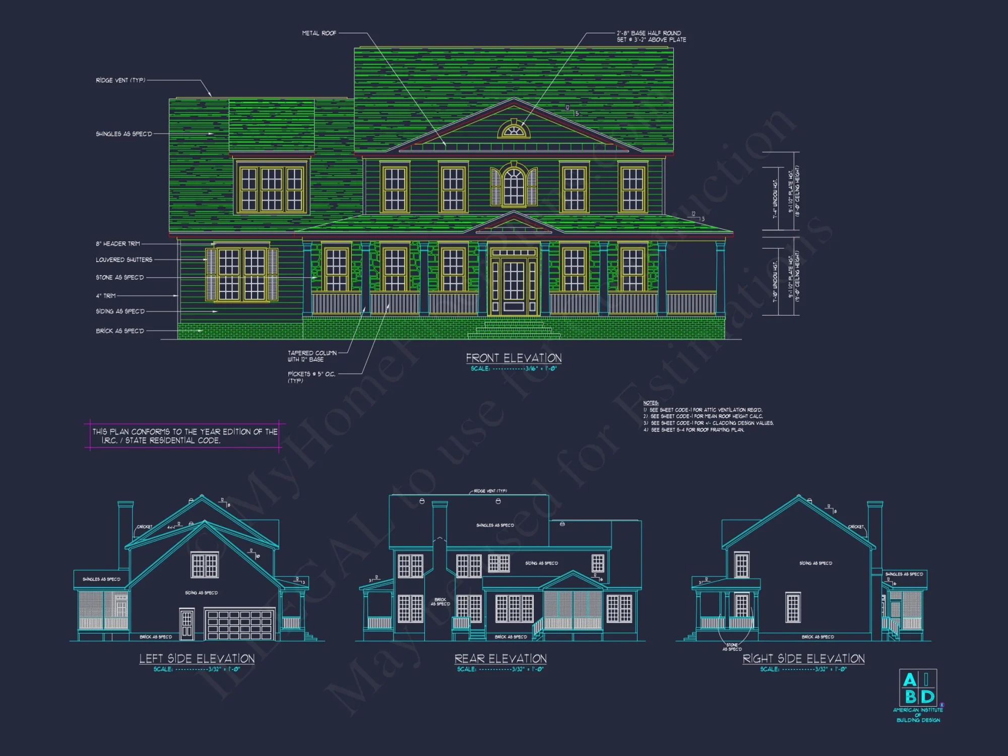 Traditional Craftsman house Floor Plan with Detailed Architecture