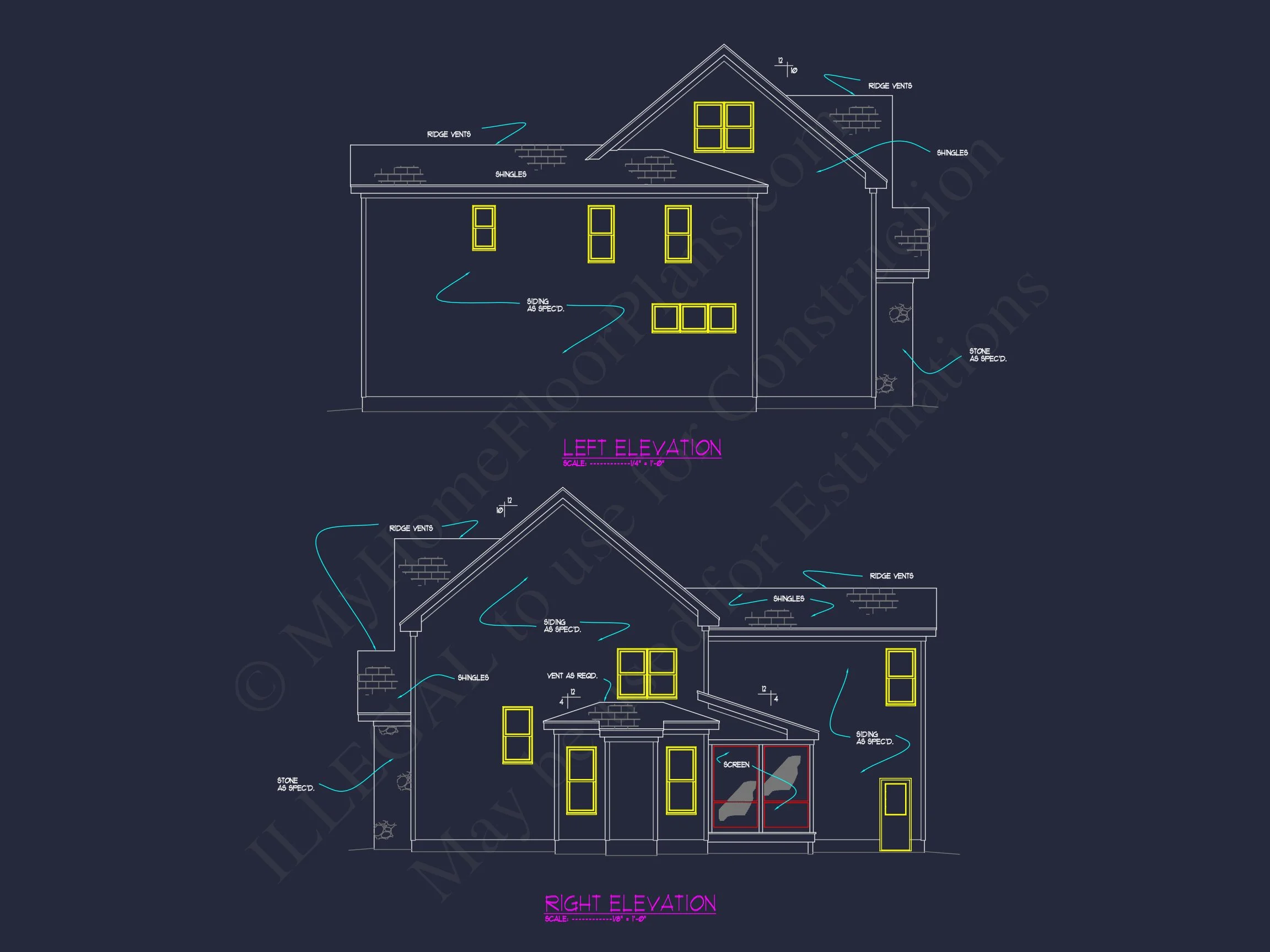 10-1678 HOUSE PLAN - Modern 2-Story House Plan with 4 Bedrooms, CAD Floor Blueprint 34 Modern 2-Story house Plan with 4 Bedrooms, CAD Floor Blueprint