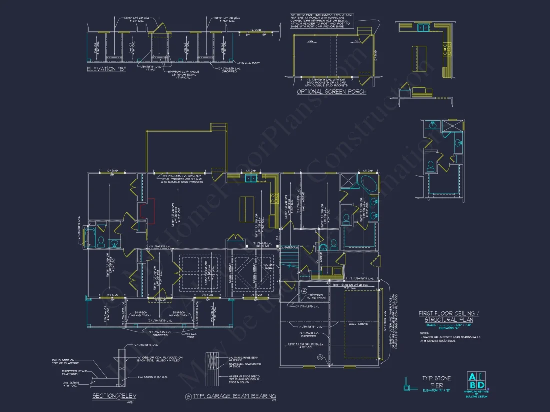 Customizable house Plan with 2 Floors & Colonial Farmhouse Design