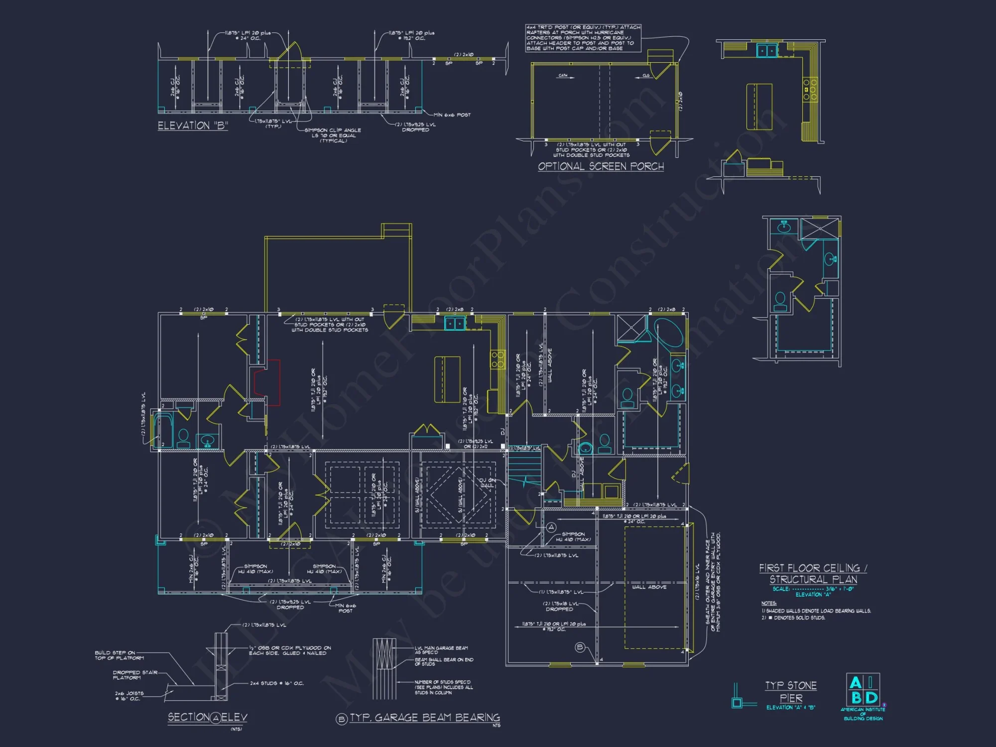 Customizable house Plan with 2 Floors & Colonial Farmhouse Design