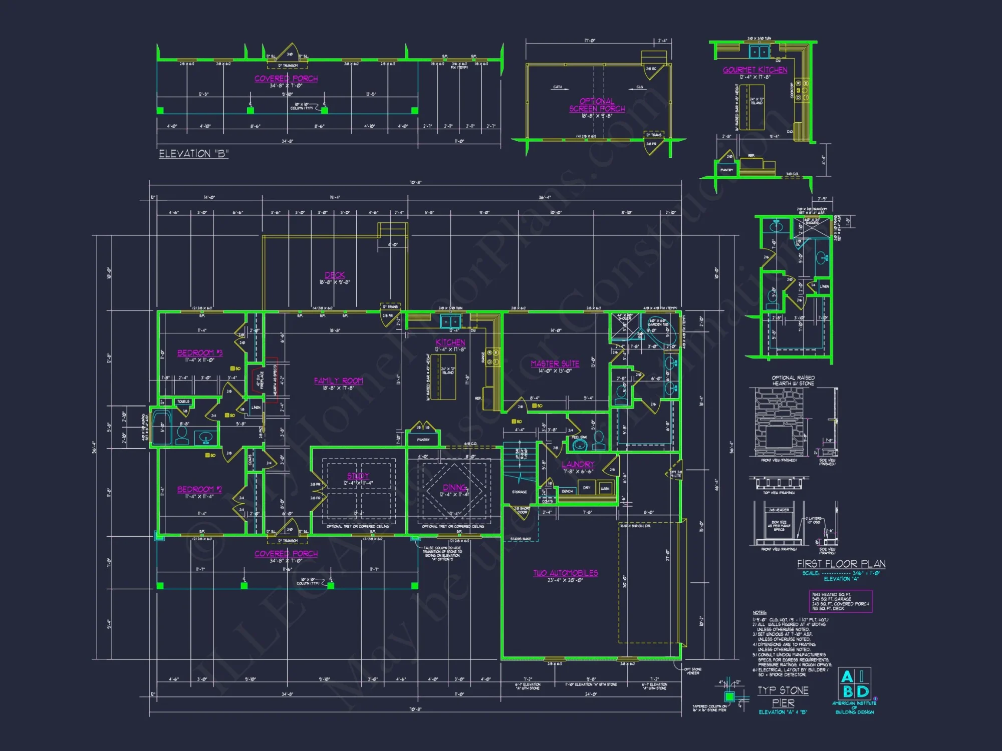 Customizable house Plan with 2 Floors & Colonial Farmhouse Design