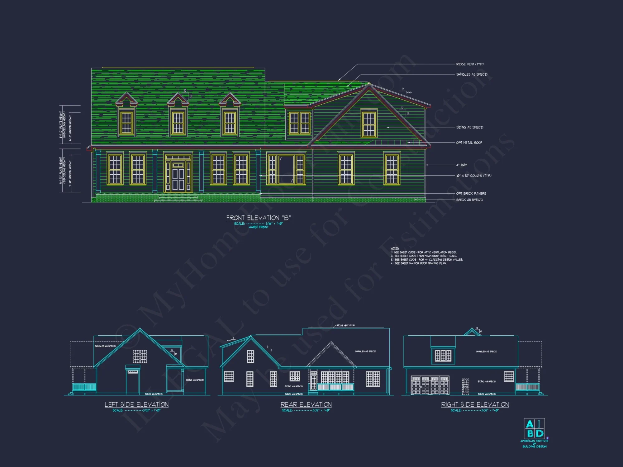 Customizable house Plan with 2 Floors & Colonial Farmhouse Design