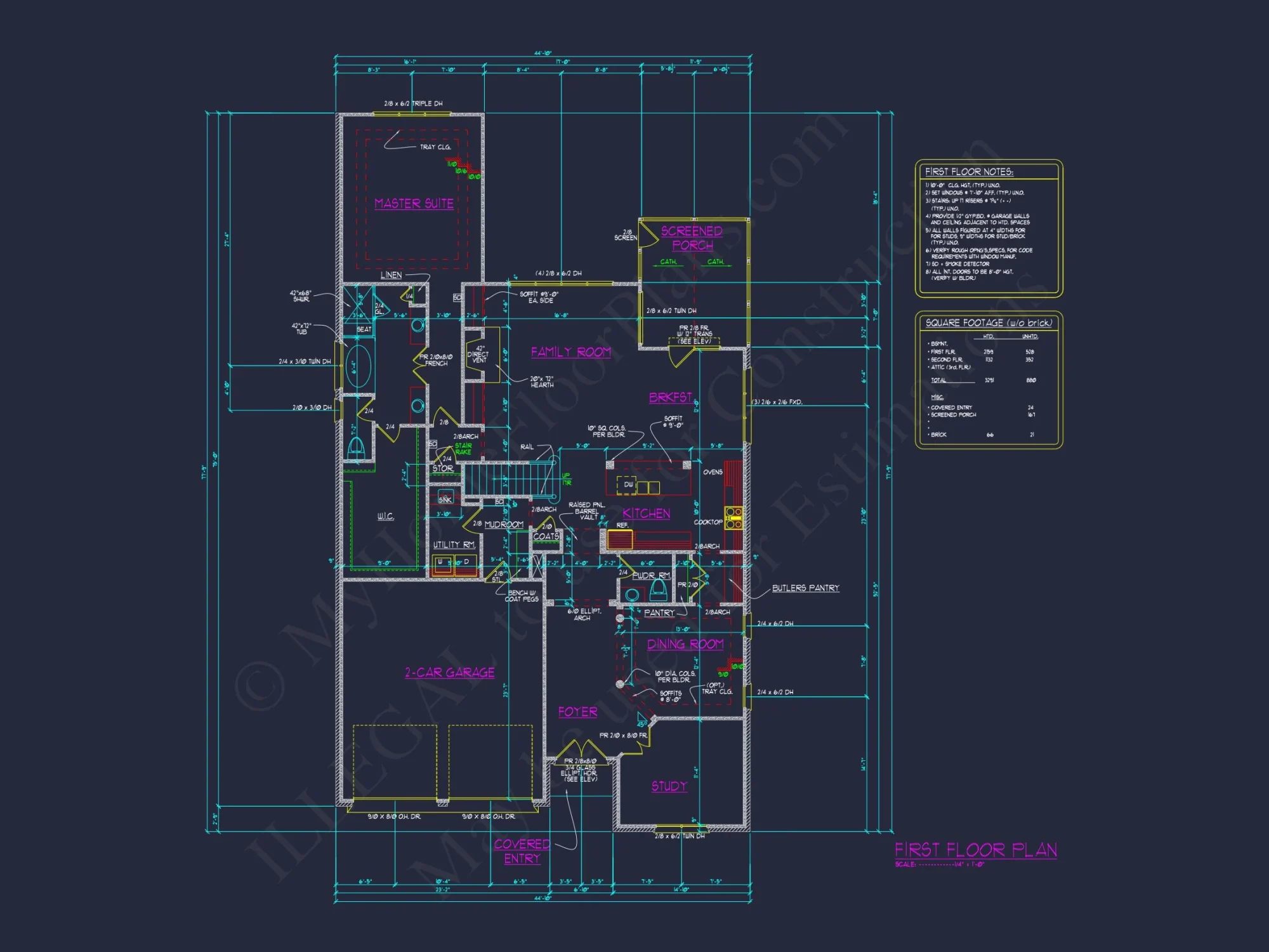 Elegant house Design Blueprint with 4 Bedrooms & 2-Car Garage