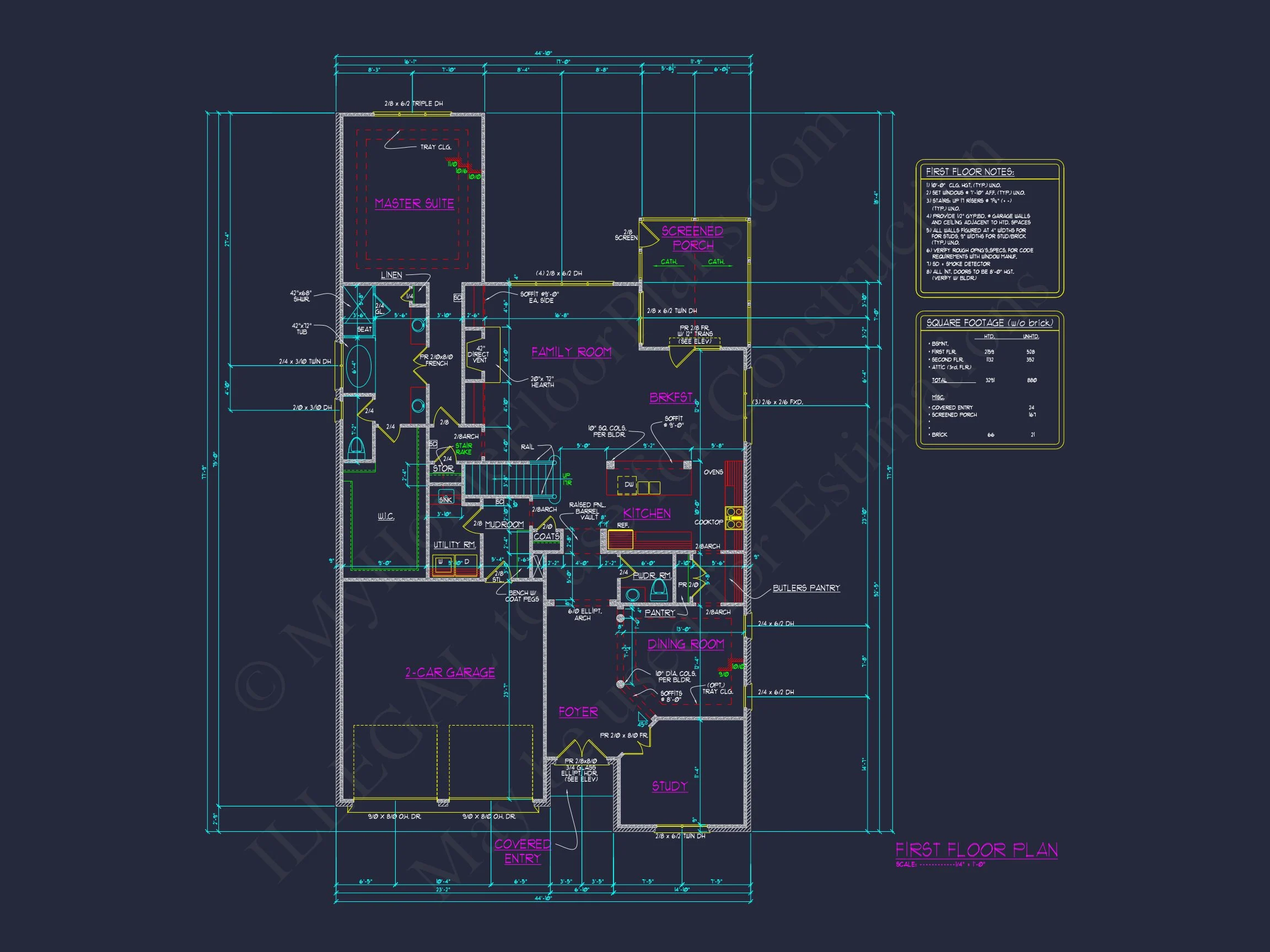 Elegant house Design Blueprint with 4 Bedrooms & 2-Car Garage