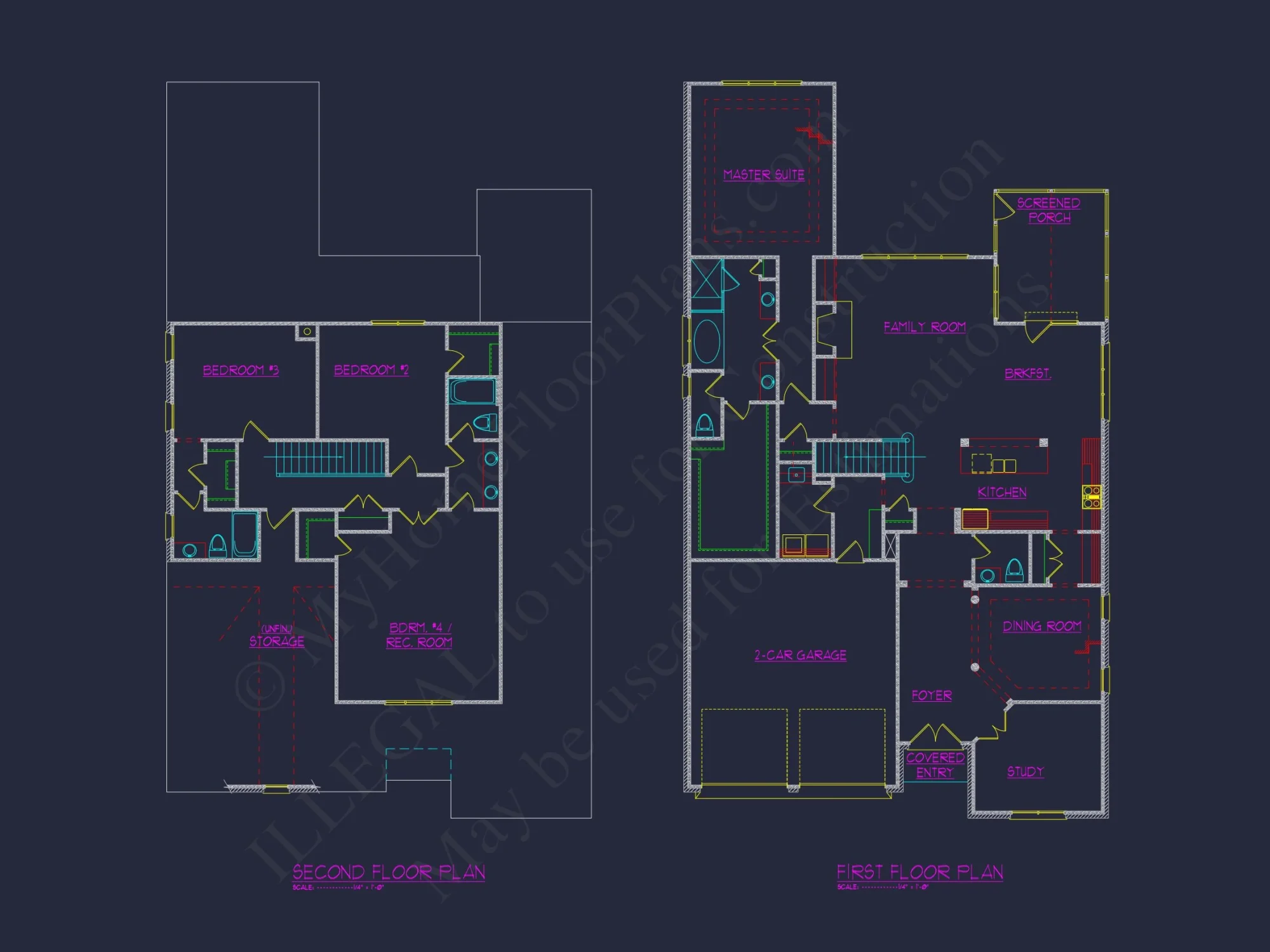 Elegant house Design Blueprint with 4 Bedrooms & 2-Car Garage
