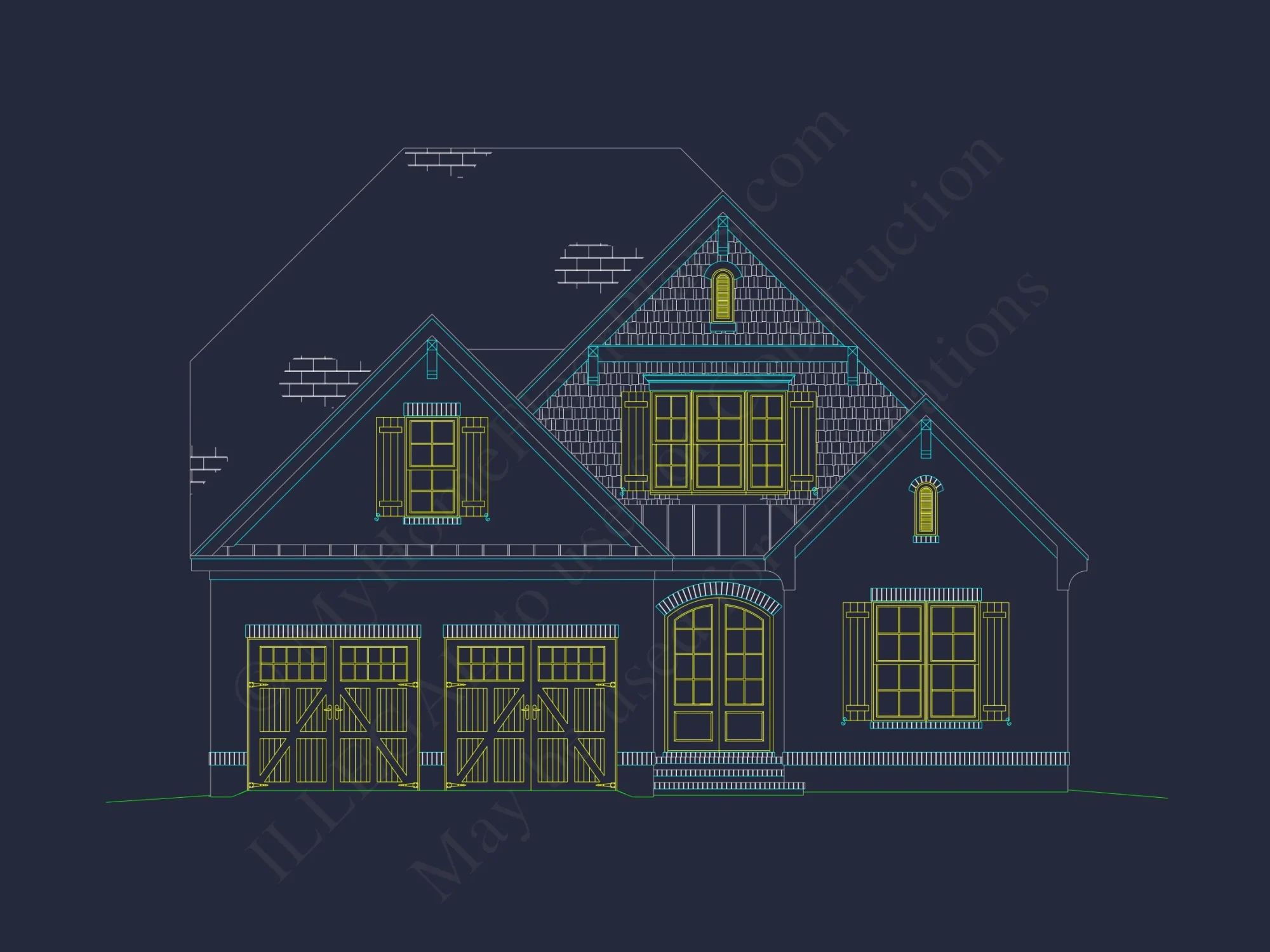 Elegant house Design Blueprint with 4 Bedrooms & 2-Car Garage