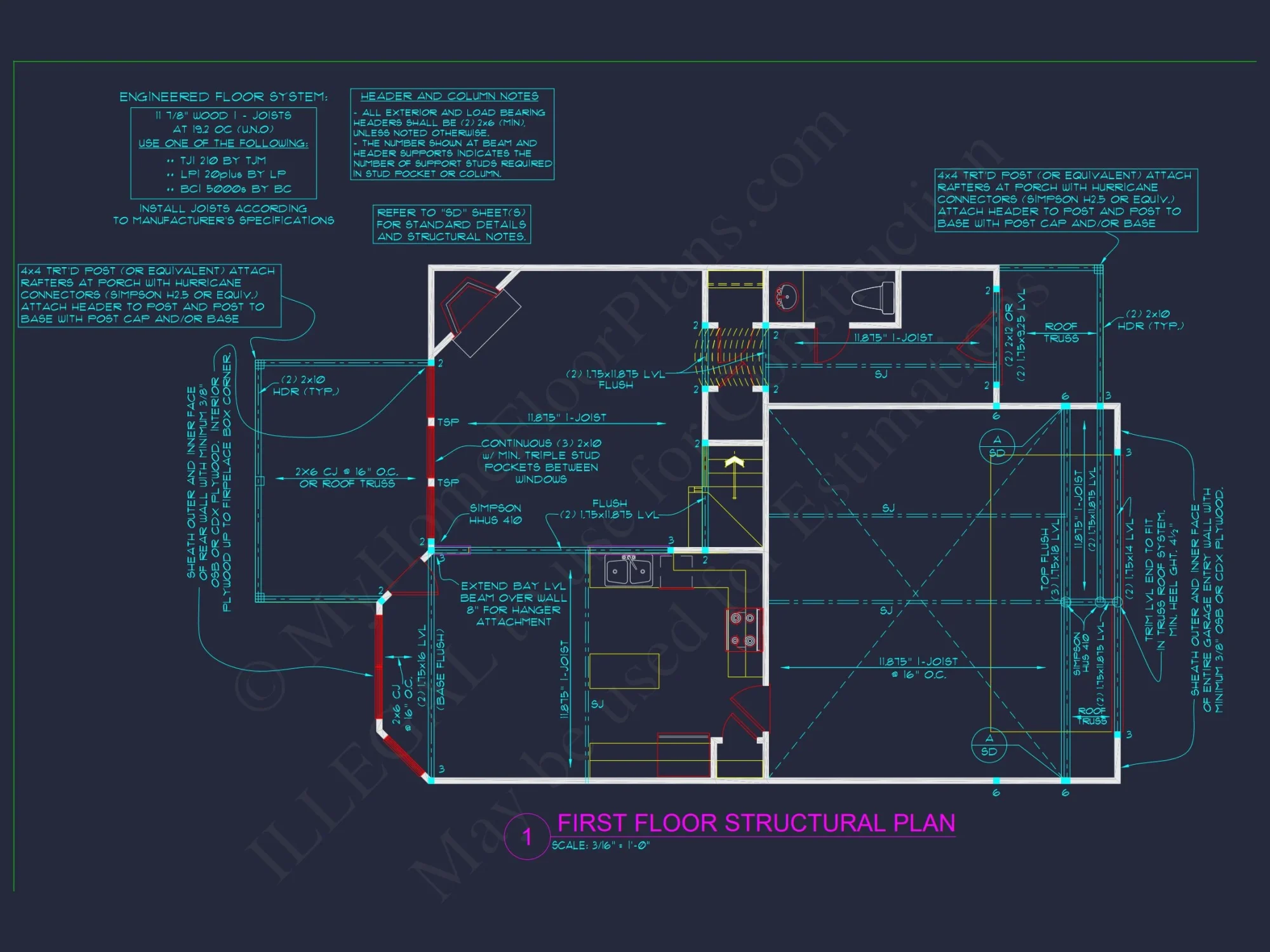 Modern Craftsman house Plan & CAD Architecture Blueprint