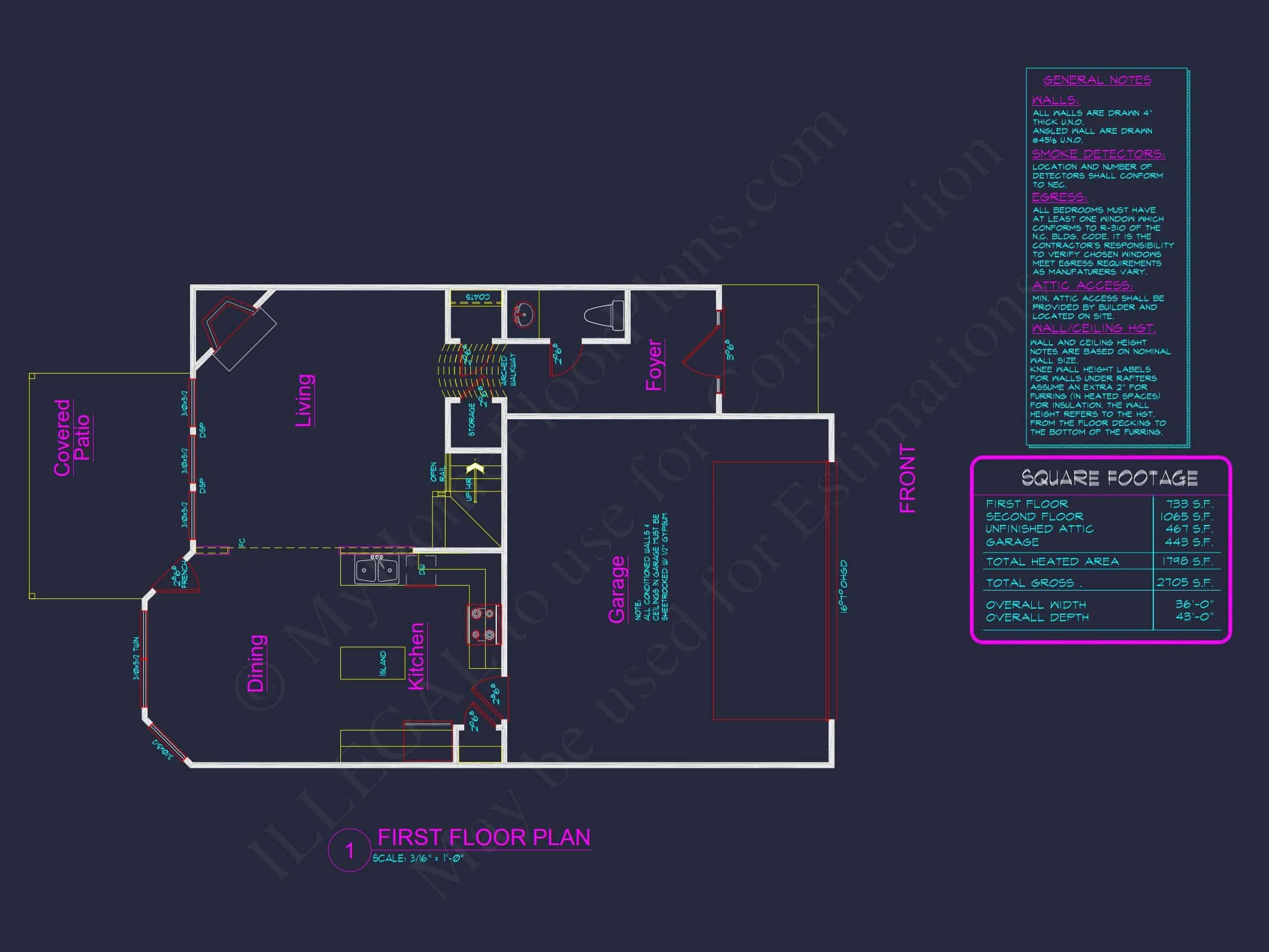 Modern Craftsman house Plan & CAD Architecture Blueprint