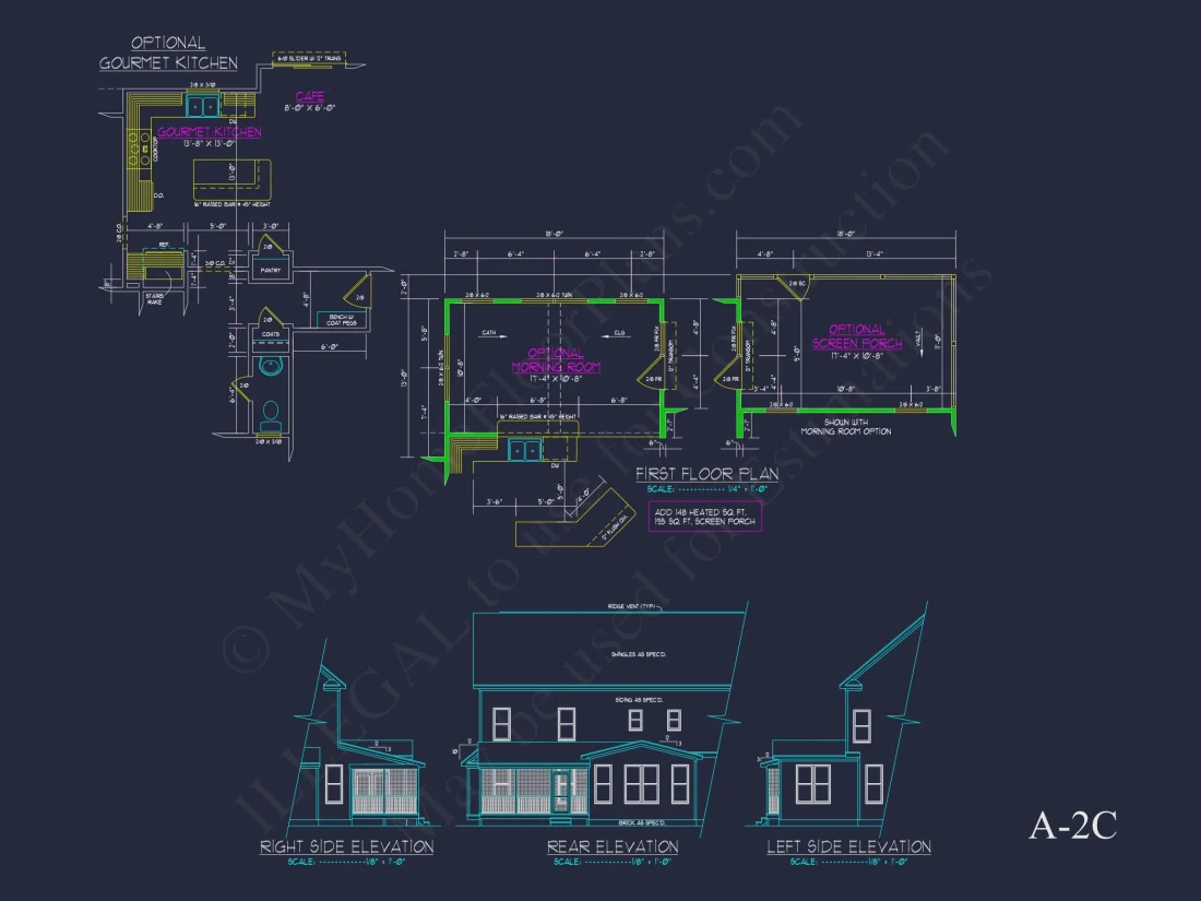 Modern Craftsman house Plan with Spacious Floor Design and CAD Blueprint
