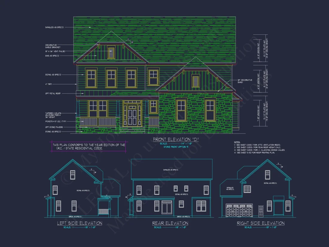 Modern Craftsman house Plan with Spacious Floor Design and CAD Blueprint