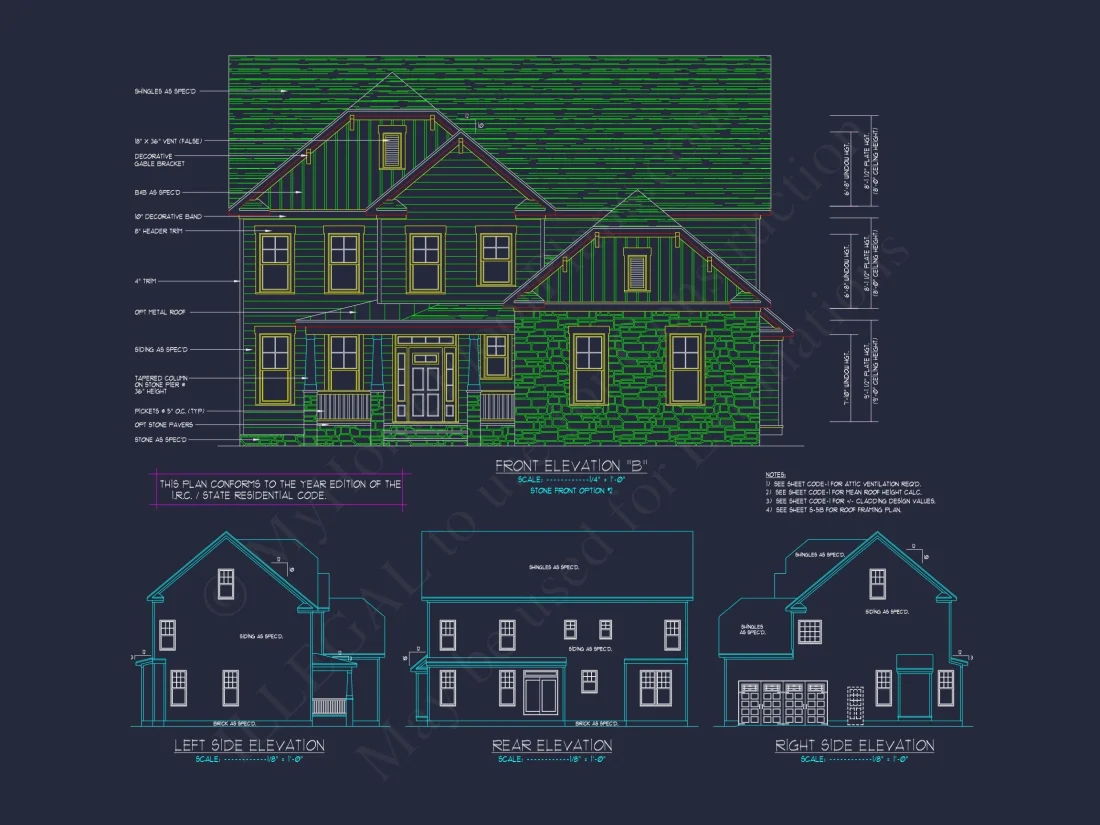 Modern Craftsman house Plan with Spacious Floor Design and CAD Blueprint