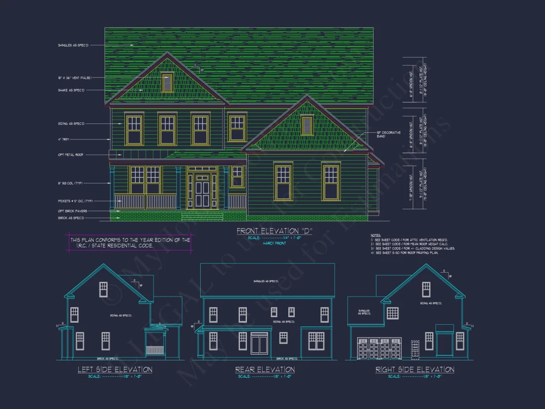 Modern Craftsman house Plan with Spacious Floor Design and CAD Blueprint