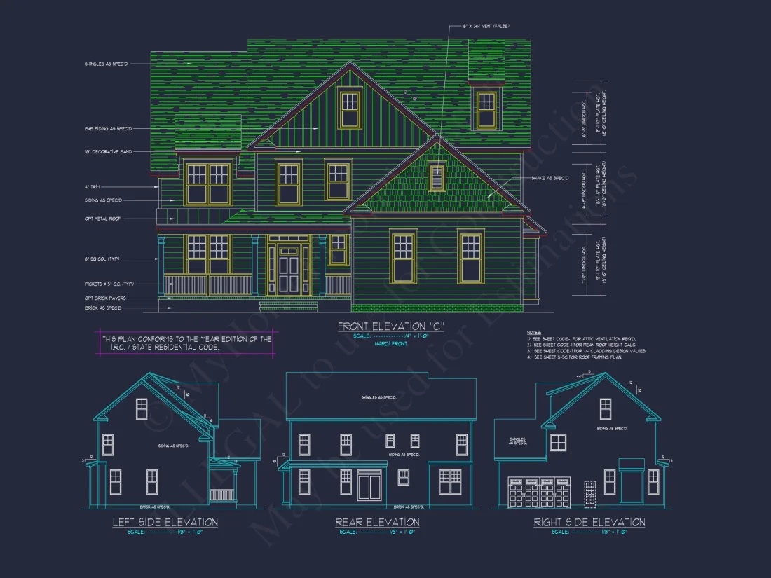Modern Craftsman house Plan with Spacious Floor Design and CAD Blueprint