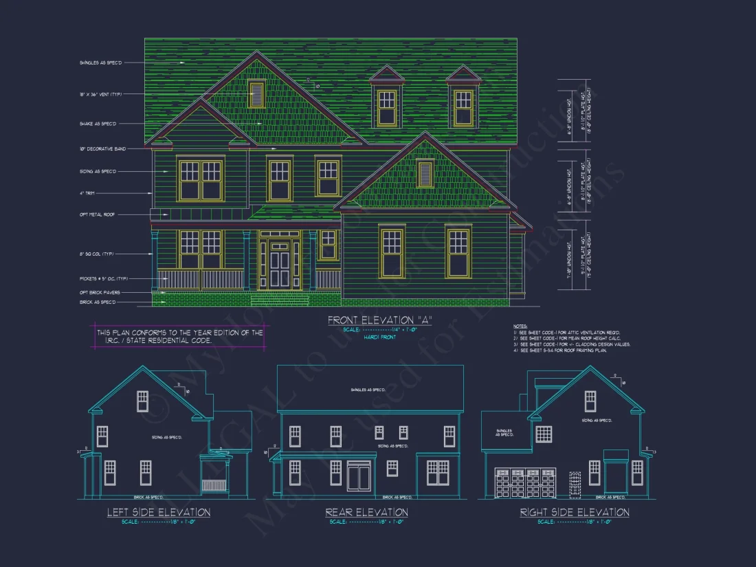 Modern Craftsman house Plan with Spacious Floor Design and CAD Blueprint