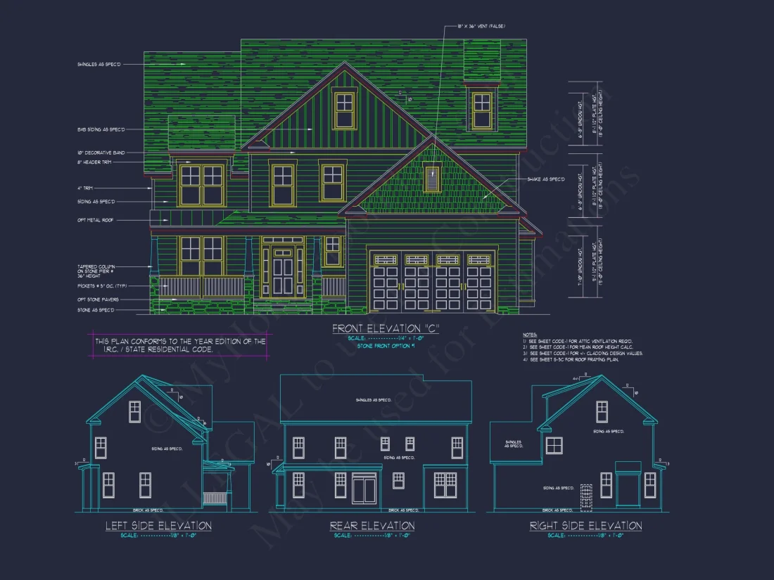 Modern Craftsman house Plan with Spacious Floor Design and CAD Blueprint