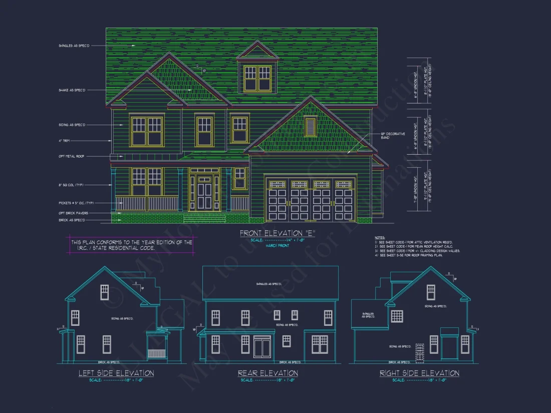 Modern Craftsman house Plan with Spacious Floor Design and CAD Blueprint