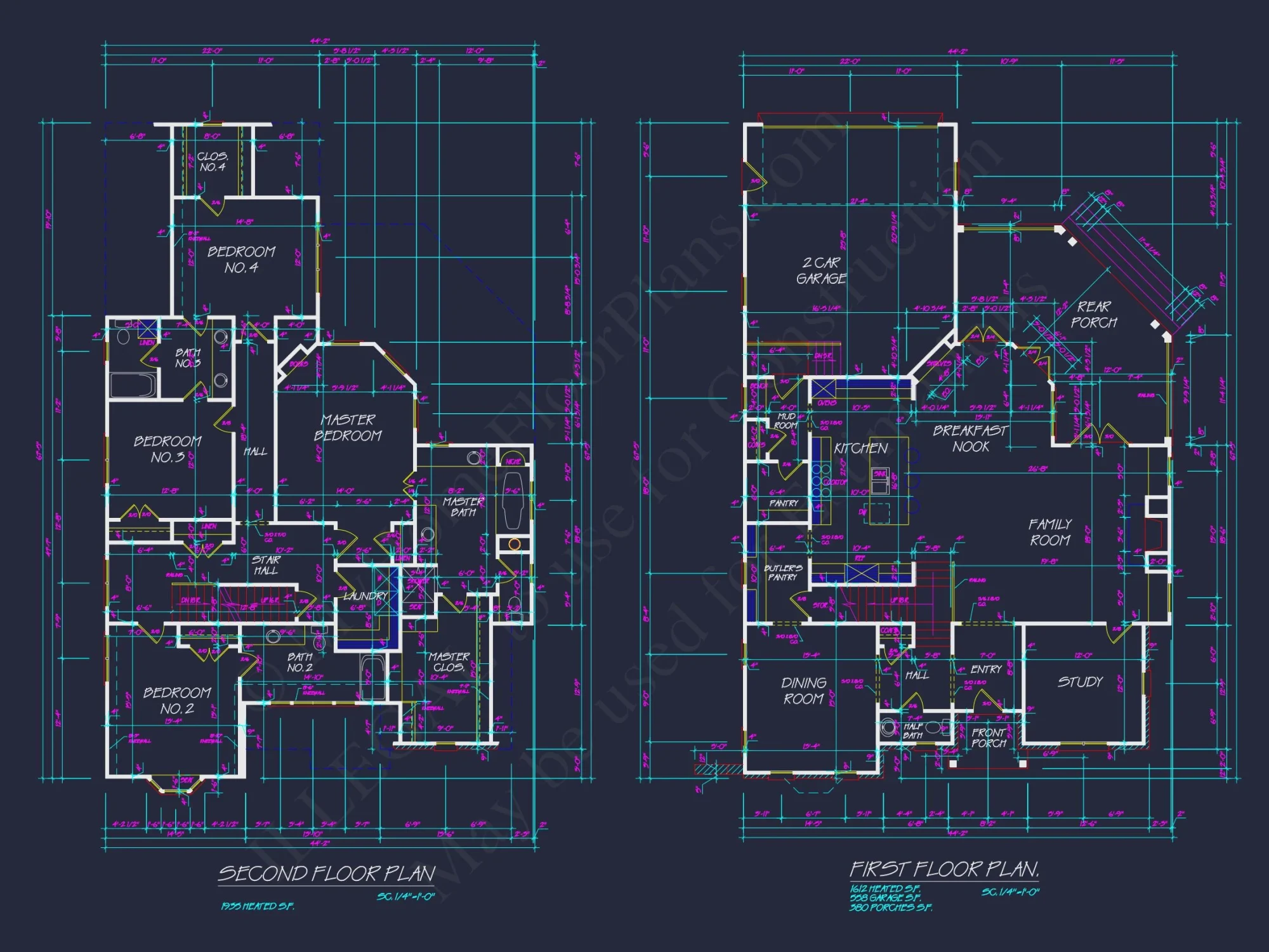 Traditional 2-Story house Plan & Blueprint Designs (2547 Sq Ft)