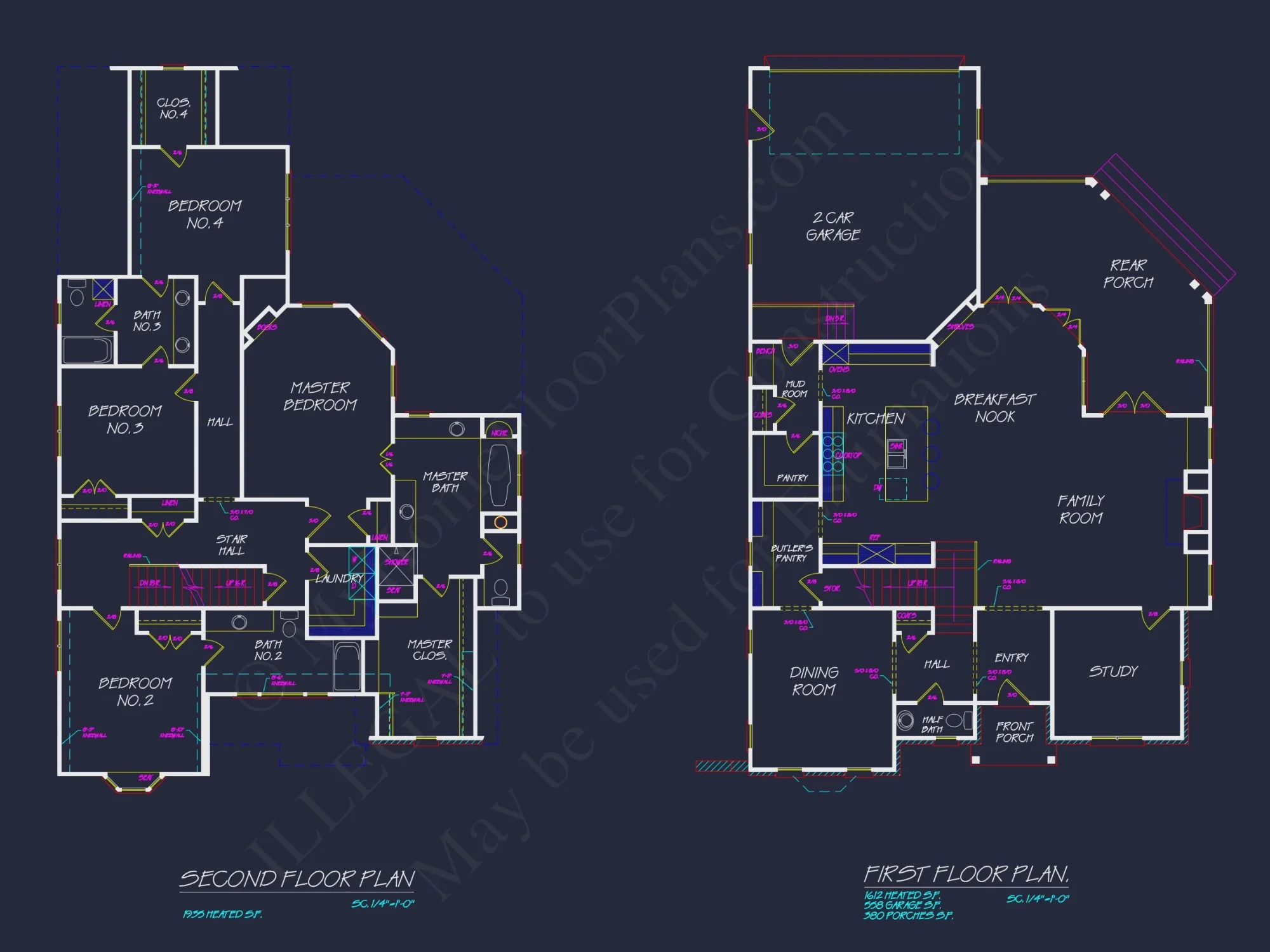 Traditional 2-Story house Plan & Blueprint Designs (2547 Sq Ft)