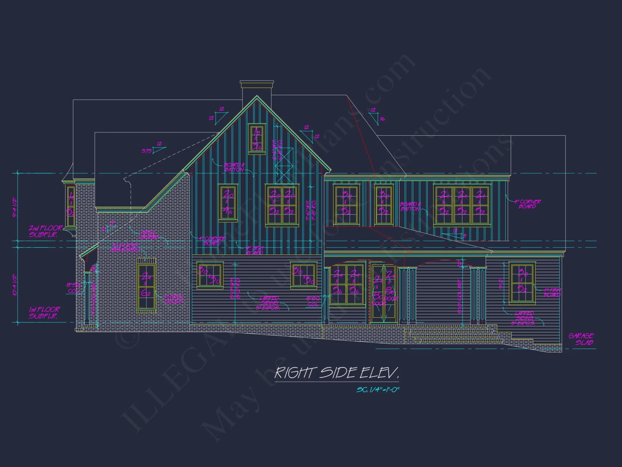 Traditional 2-Story house Plan & Blueprint Designs (2547 Sq Ft)