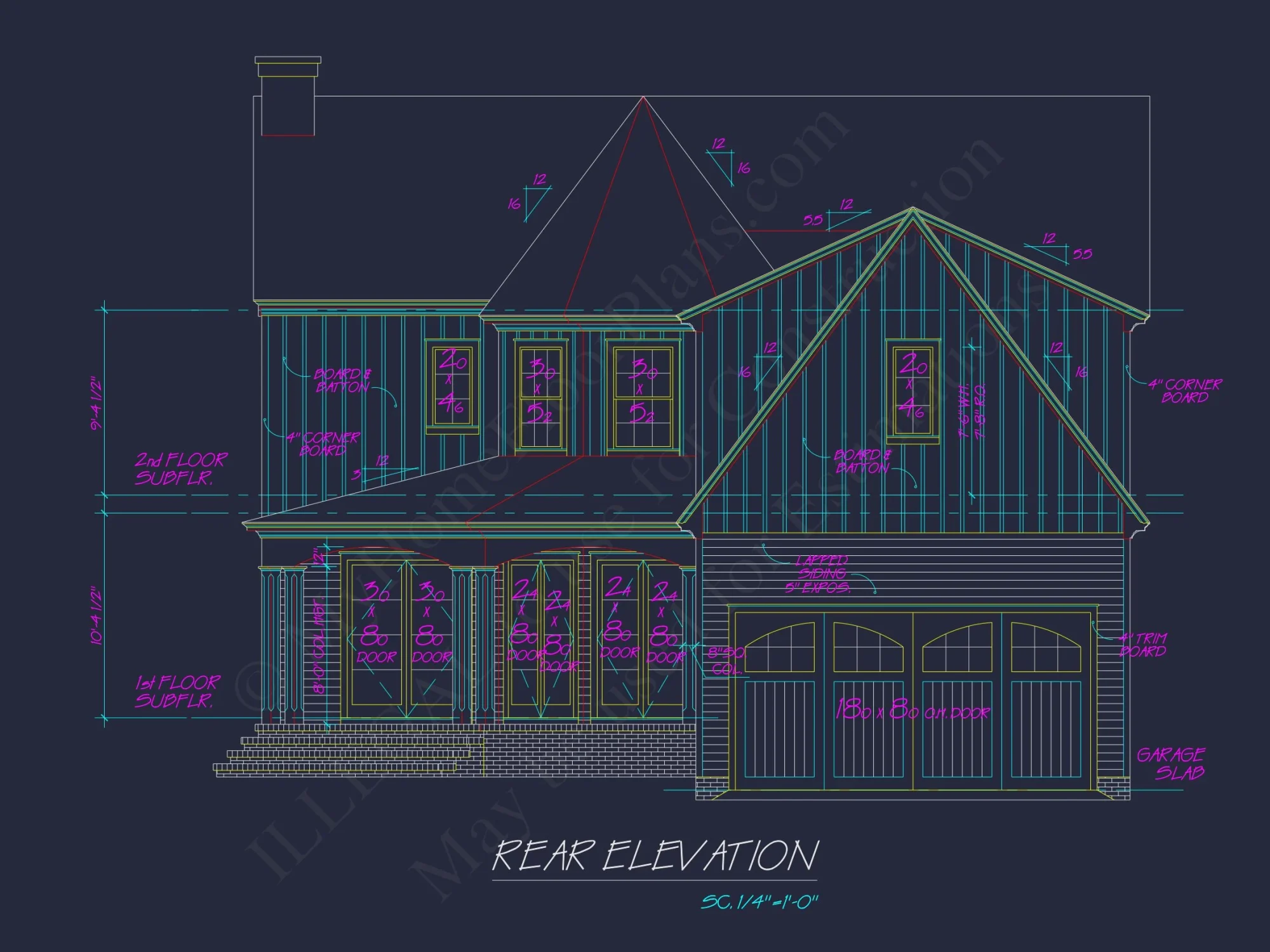 Traditional 2-Story house Plan & Blueprint Designs (2547 Sq Ft)