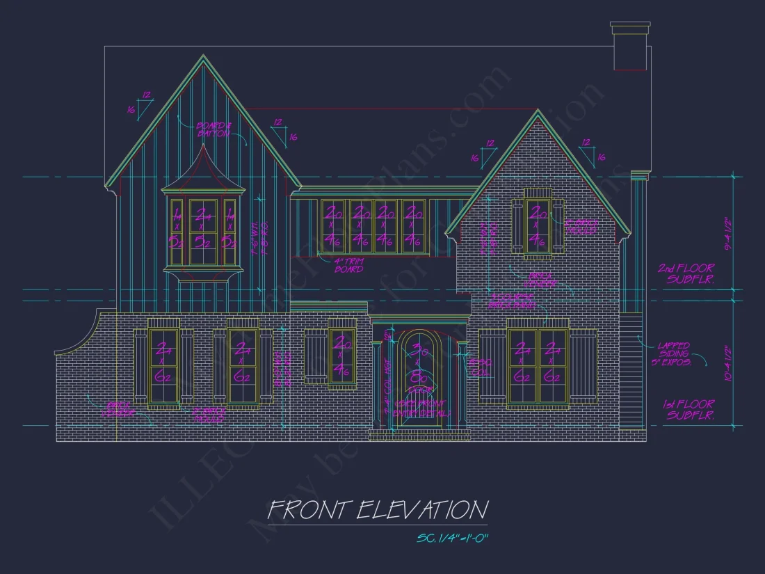 Traditional 2-Story house Plan & Blueprint Designs (2547 Sq Ft)