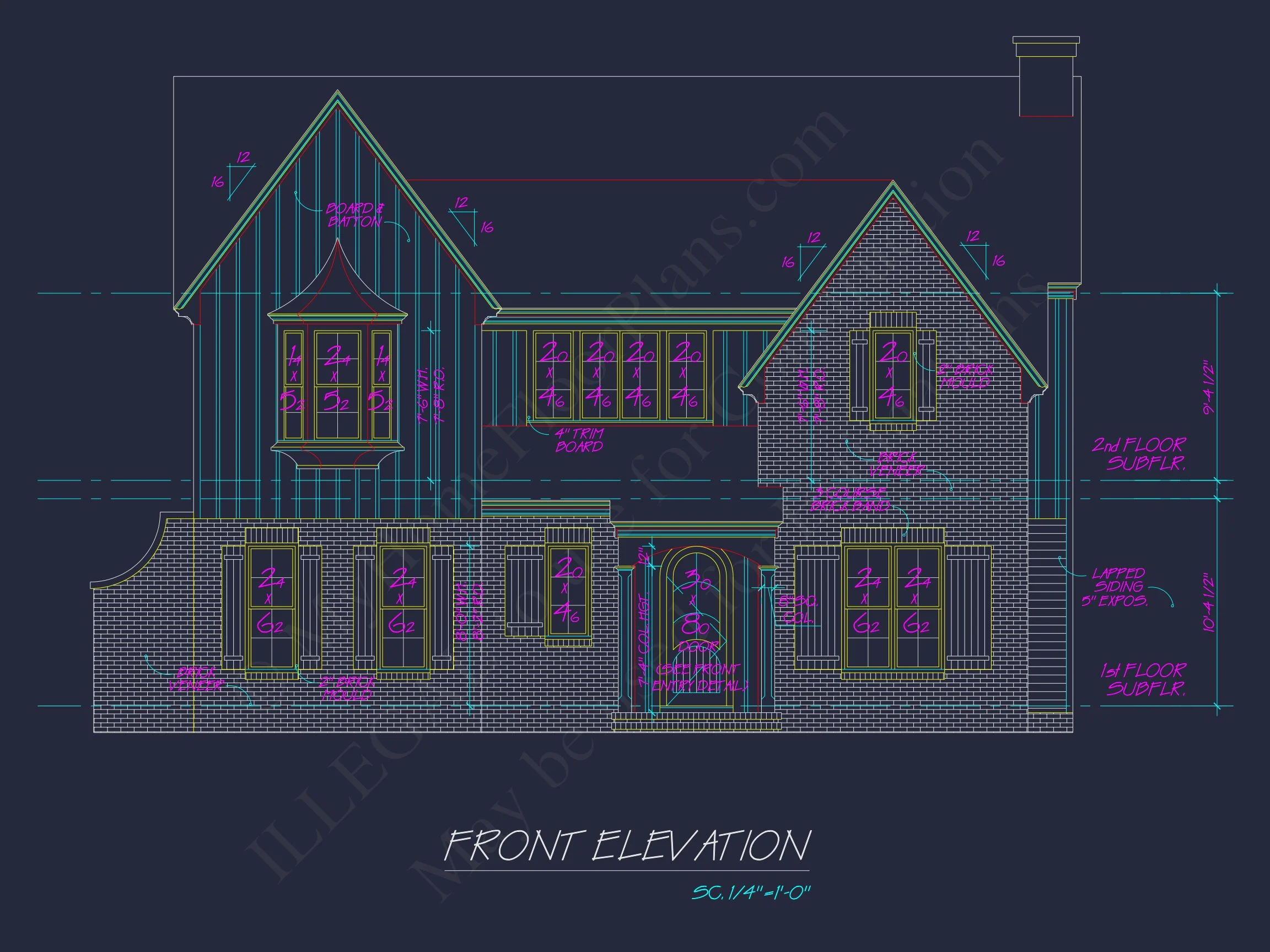 Traditional 2-Story house Plan & Blueprint Designs (2547 Sq Ft)