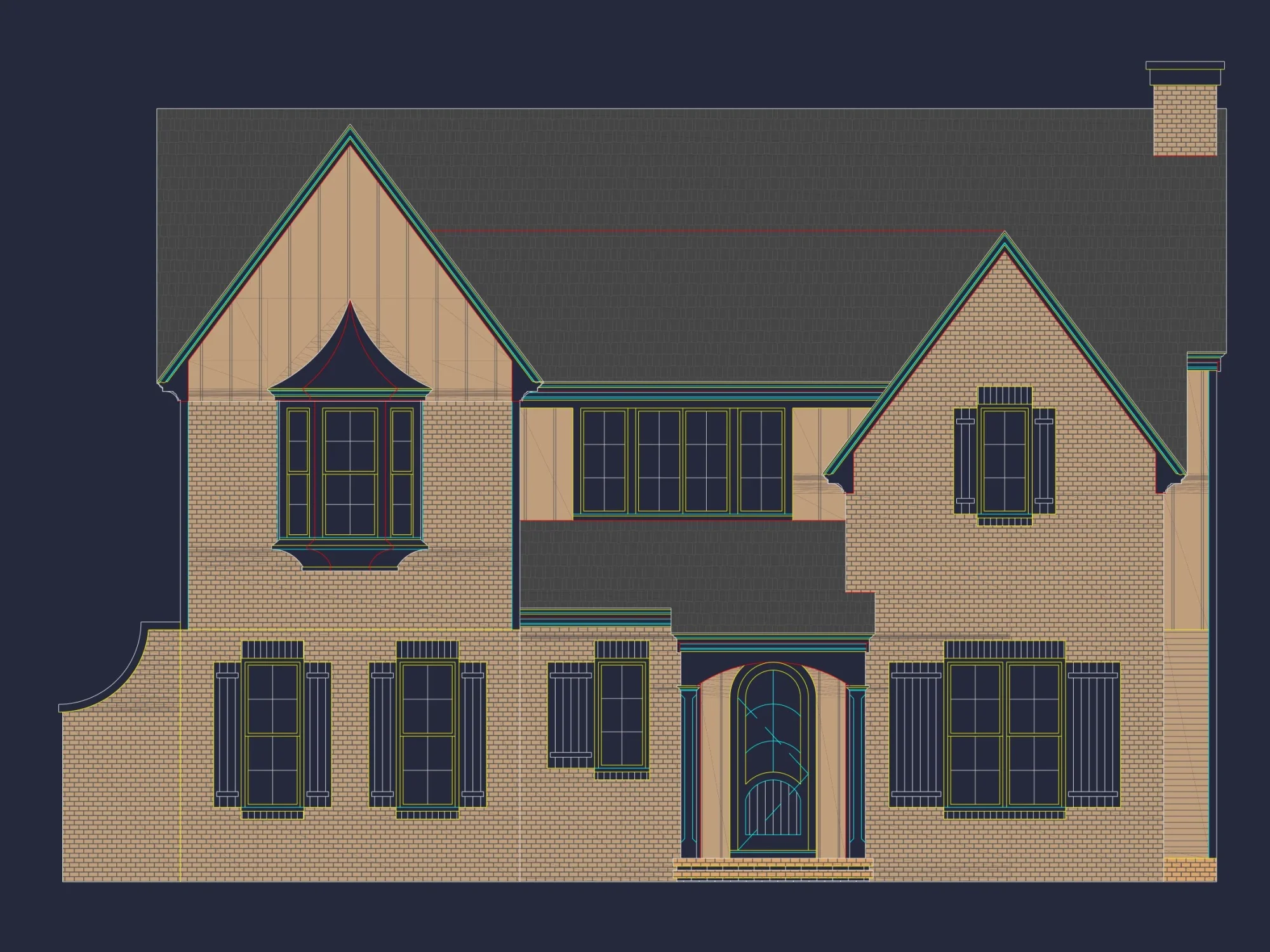 Traditional 2-Story house Plan & Blueprint Designs (2547 Sq Ft)