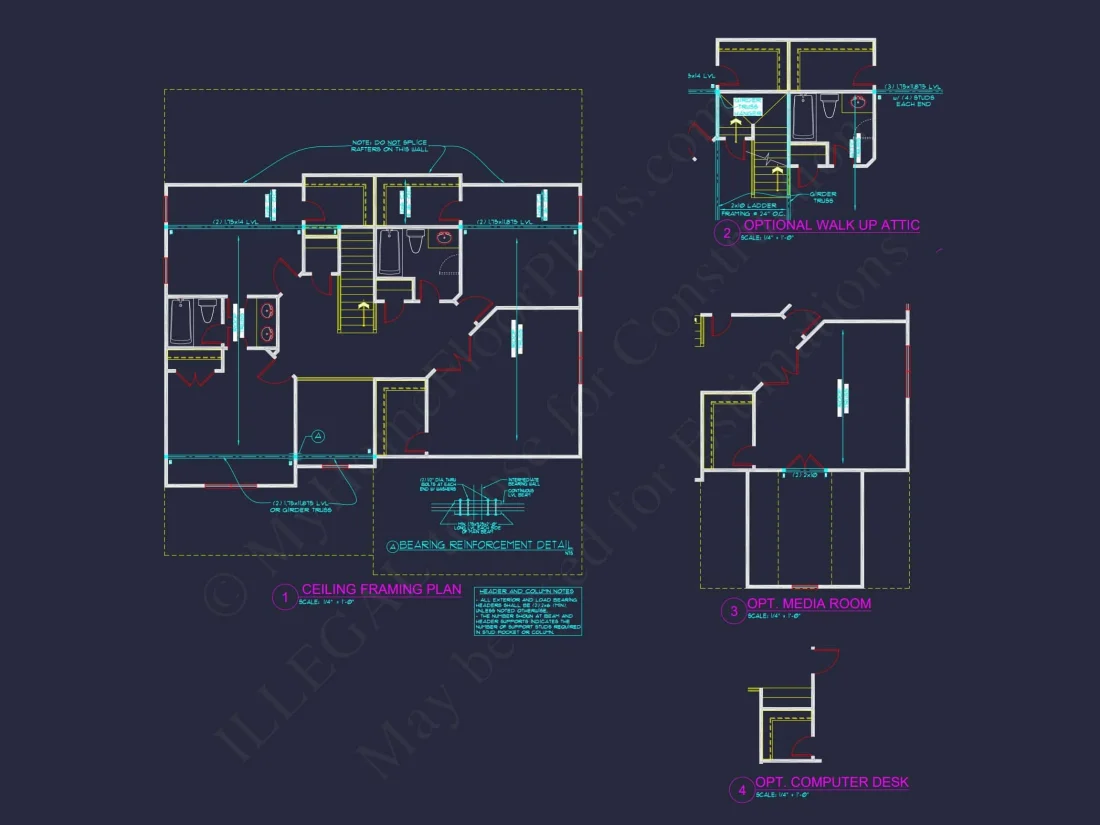 Modern house Plan with 4 Bedrooms, CAD Designs & Blueprint